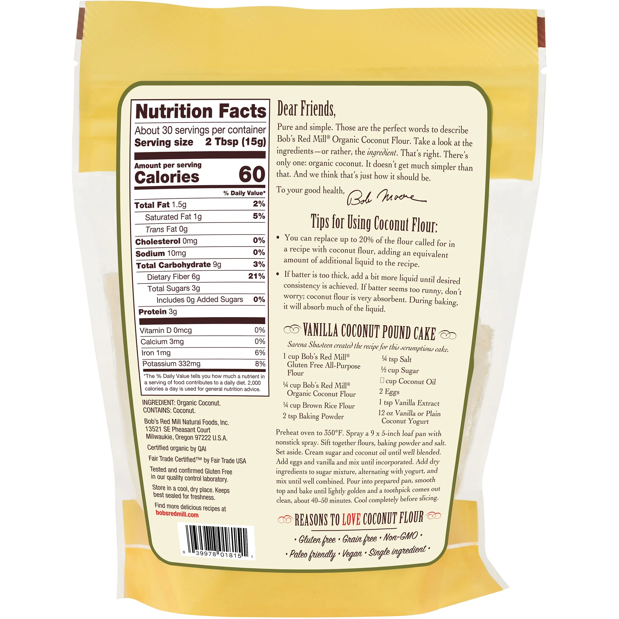 Bob's Red Mill Organic Coconut Flour 453g - Image 3