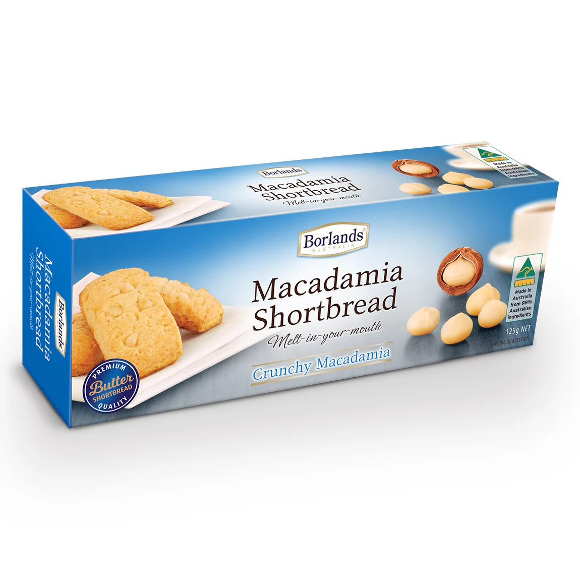 Borlands Crunchy Macadamia Shortbread 125g