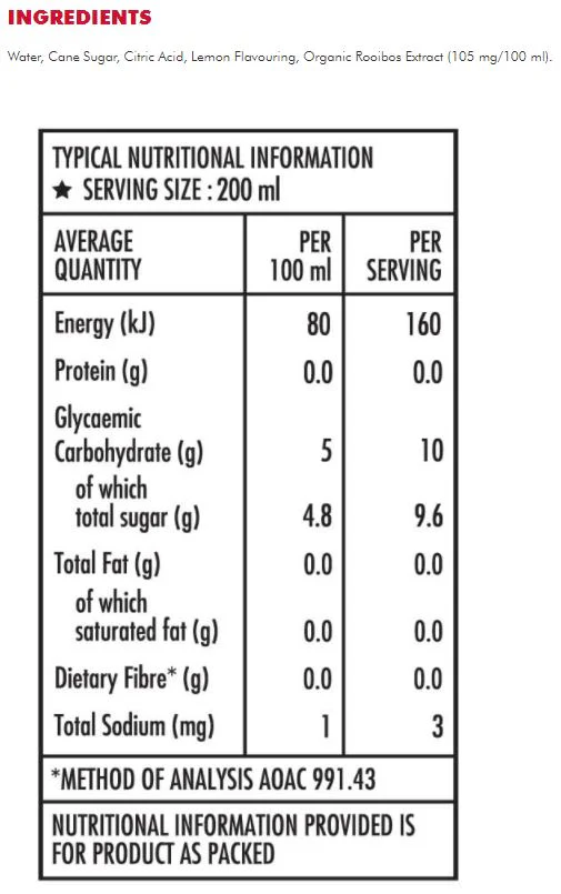 BOS Lemon Rooibos Ice Tea 1L - Image 2