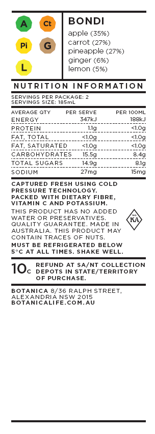 Botanica - Juice Cold Pressed - Bondi Blend (370mL) - Image 2