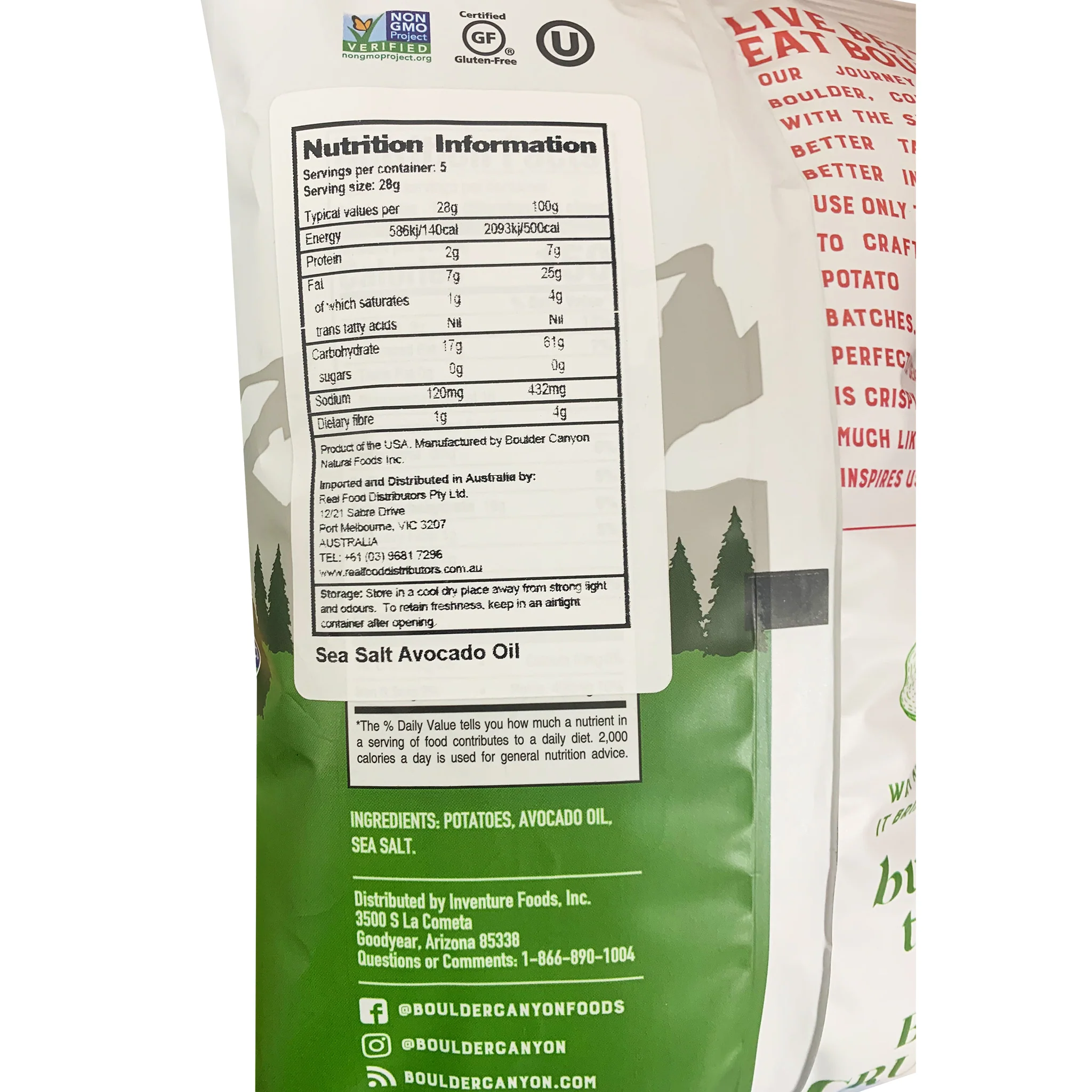 Boulder Canyon Avocado Oil Kettle Cooked Potato Chips Classic Sea Salt 149g - Image 2