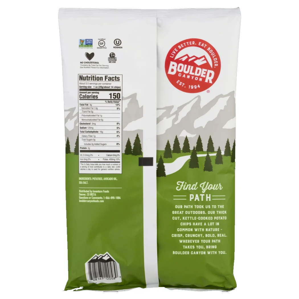 Boulder Canyon Avocado Oil Kettle Cooked Potato Chips Classic Sea Salt 149g - Image 3