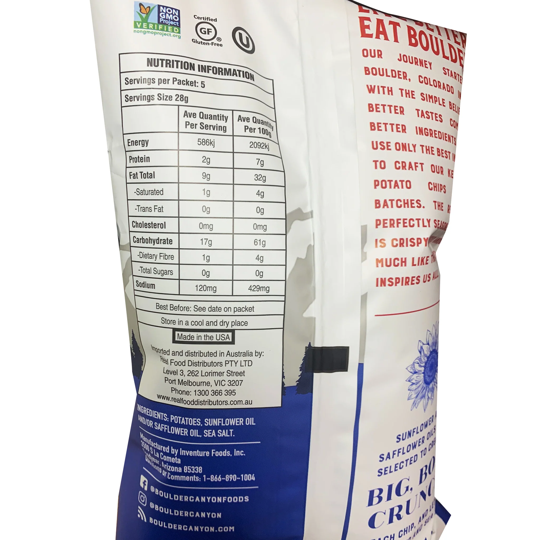 Boulder Canyon Kettle Cooked Potato Chips Classic Sea Salt 142g - Image 2