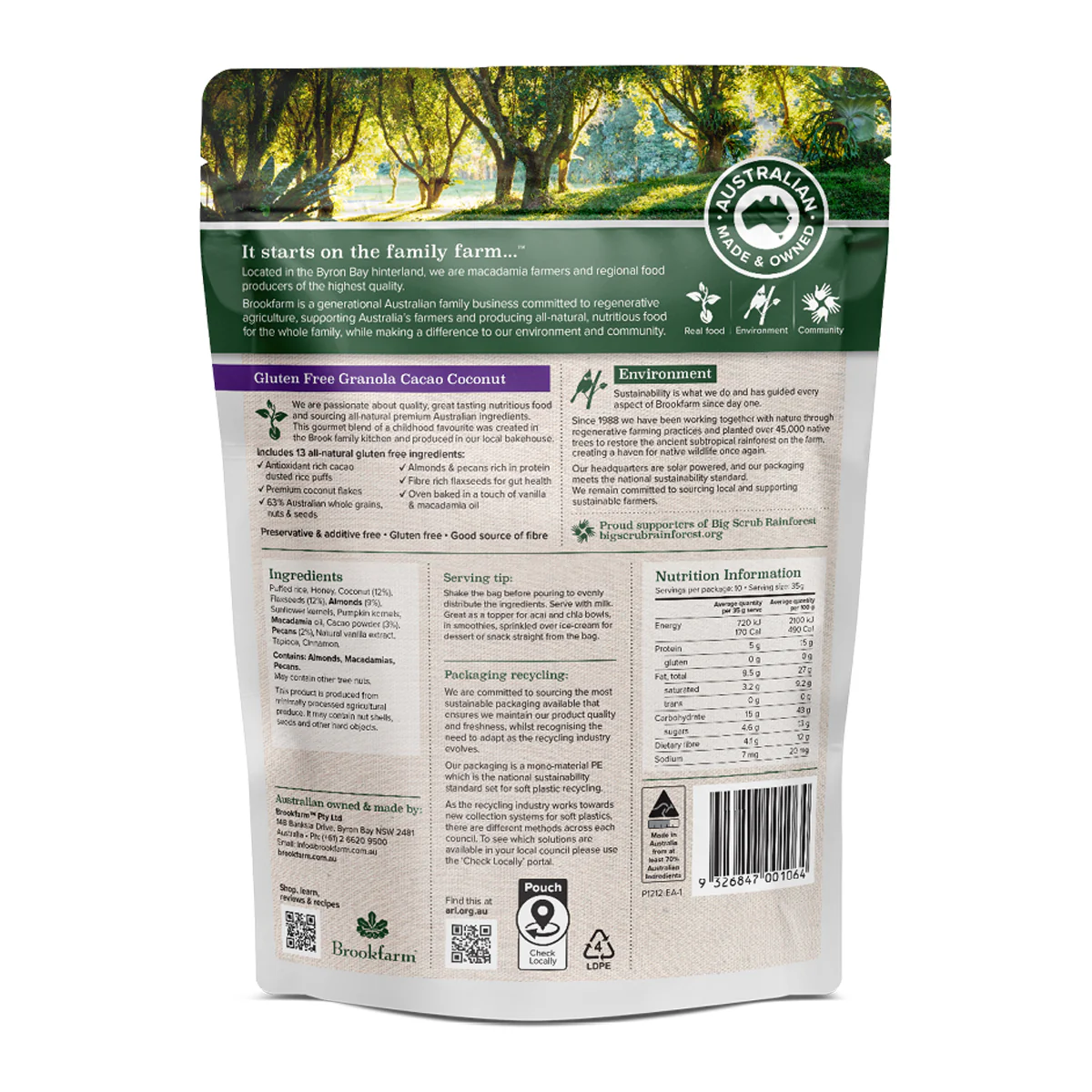 Brookfarm Gluten Free Granola Cacao and Coconut 350g - Image 2