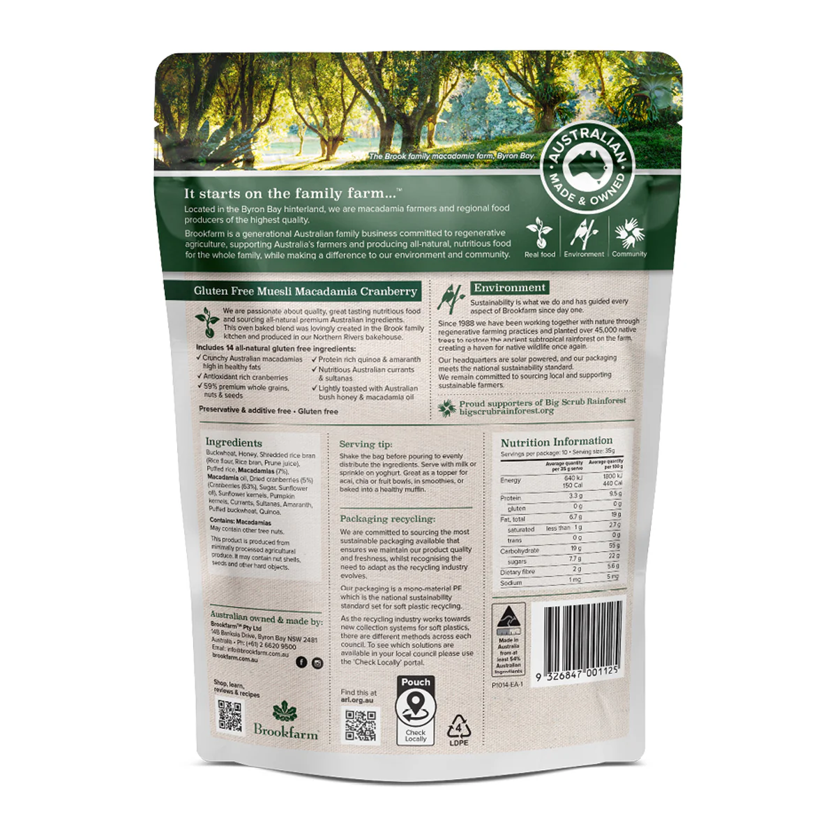 Brookfarm Gluten Free Muesli Cranberry Macadamia 350g - Image 2
