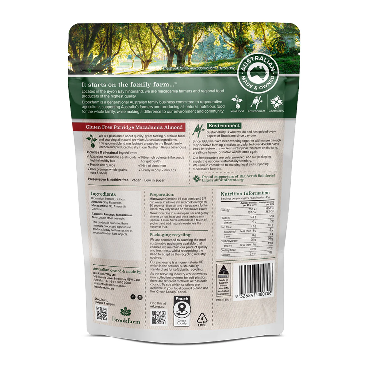 Brookfarm Gluten Free Porridge 400g - Image 2