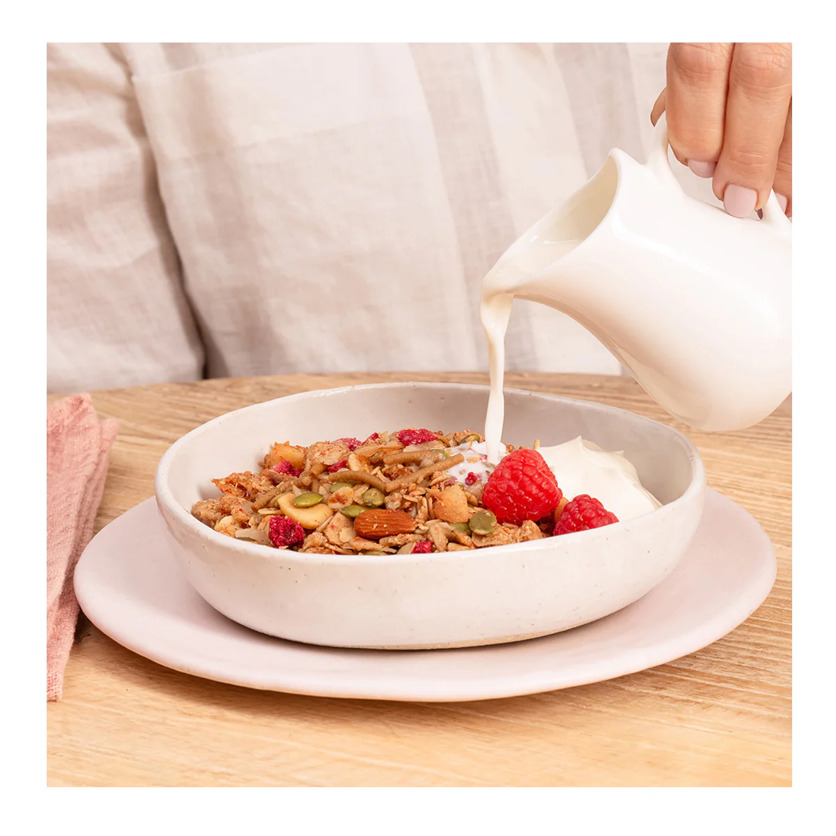 Brookfarm Low Sugar Granola Macadamia Raspberry 400g - Image 3
