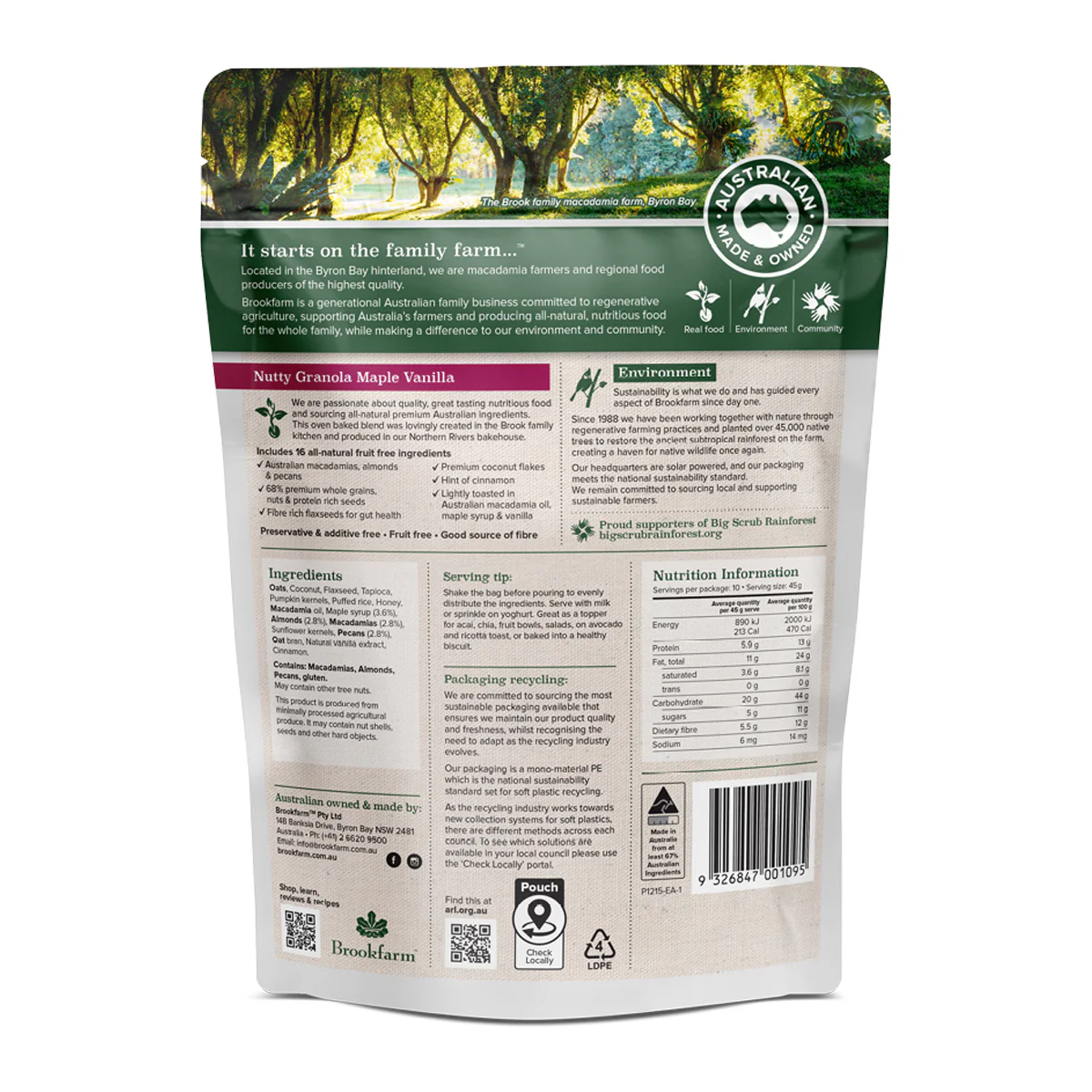 Brookfarm Nutty Granola Maple Vanilla 450g - Image 2