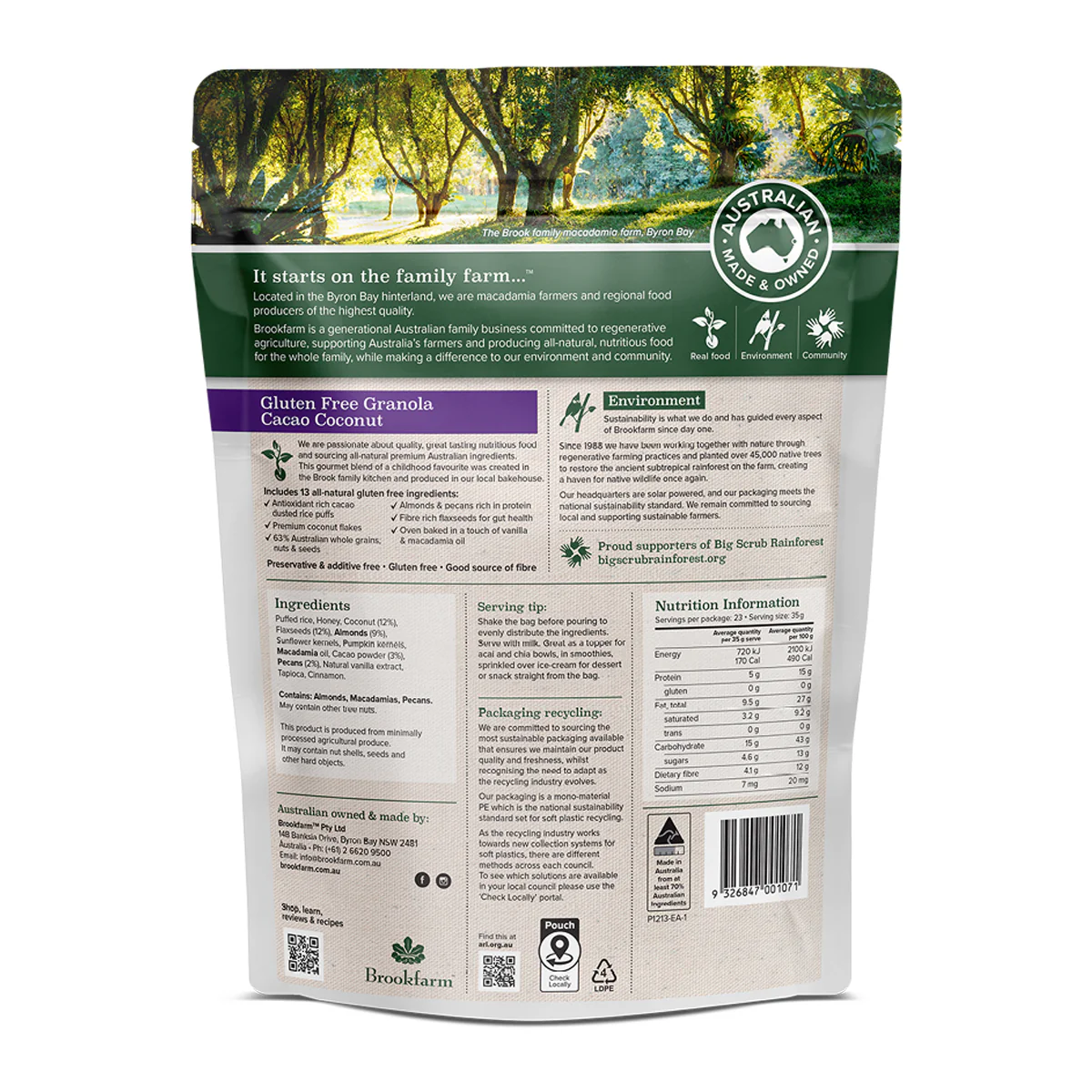 Brookfarm Gluten Free Granola Cacao and Coconut 800g - Image 2