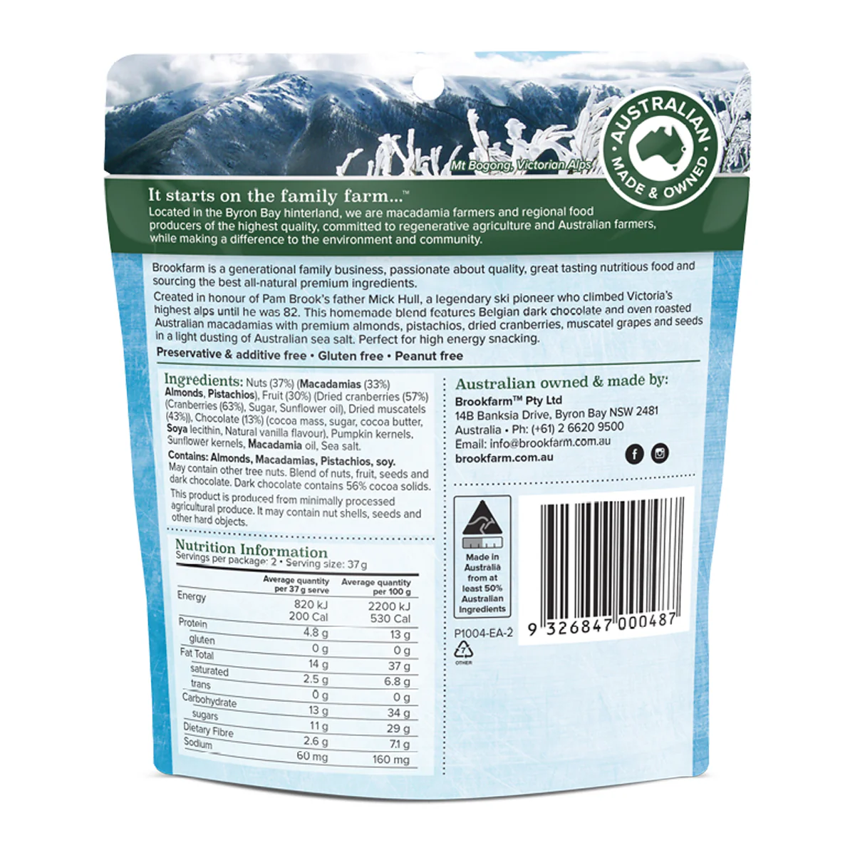 Brookfarm Nut & Fruit Mix Dark Chocolate 75g - Image 2