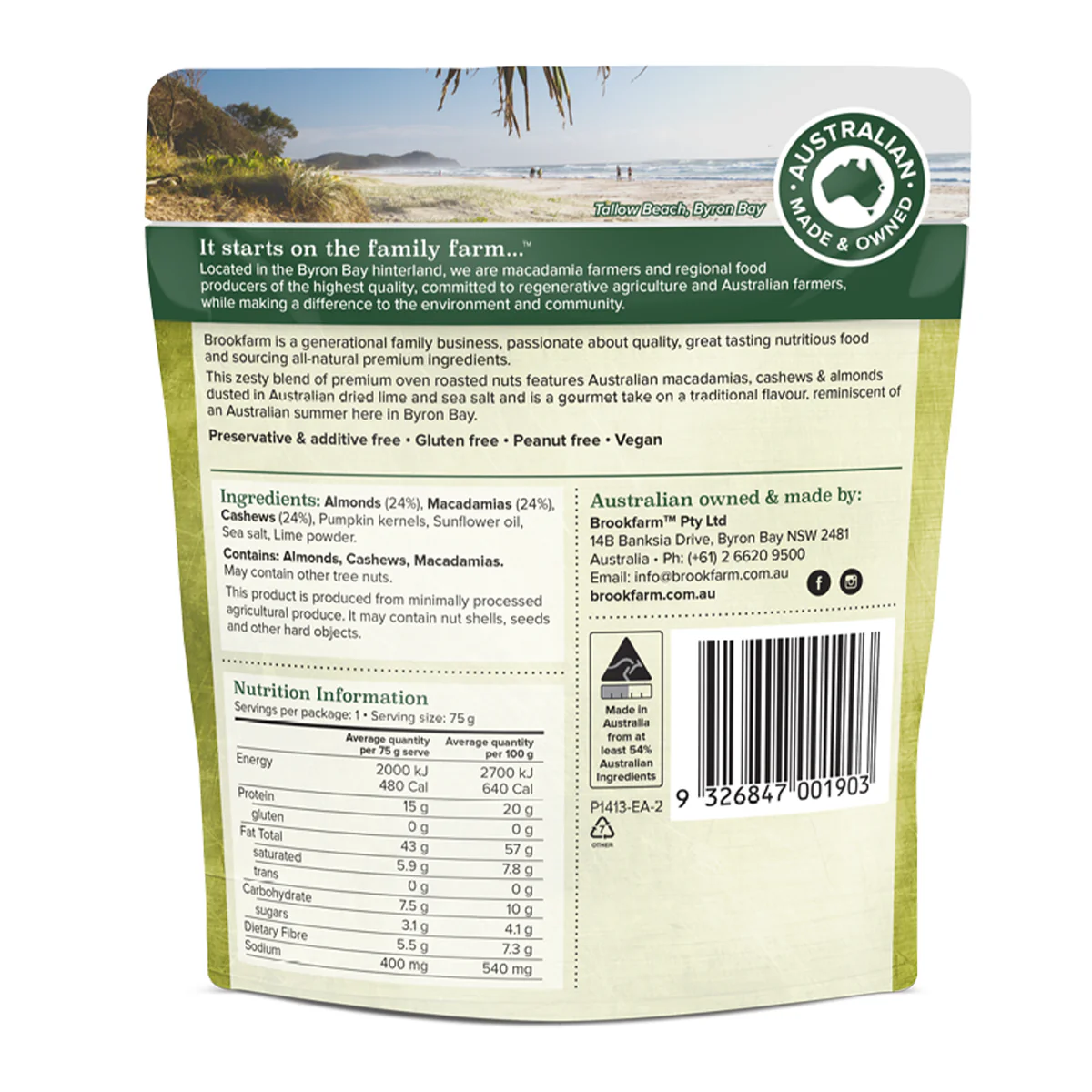 Brookfarm Roasted Nuts Australian Nuts & Sea Salt 75g - Image 2
