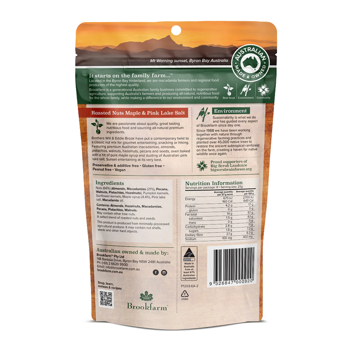 Brookfarm Roasted Nuts Maple & Pink Lake Salt 200g - Image 2