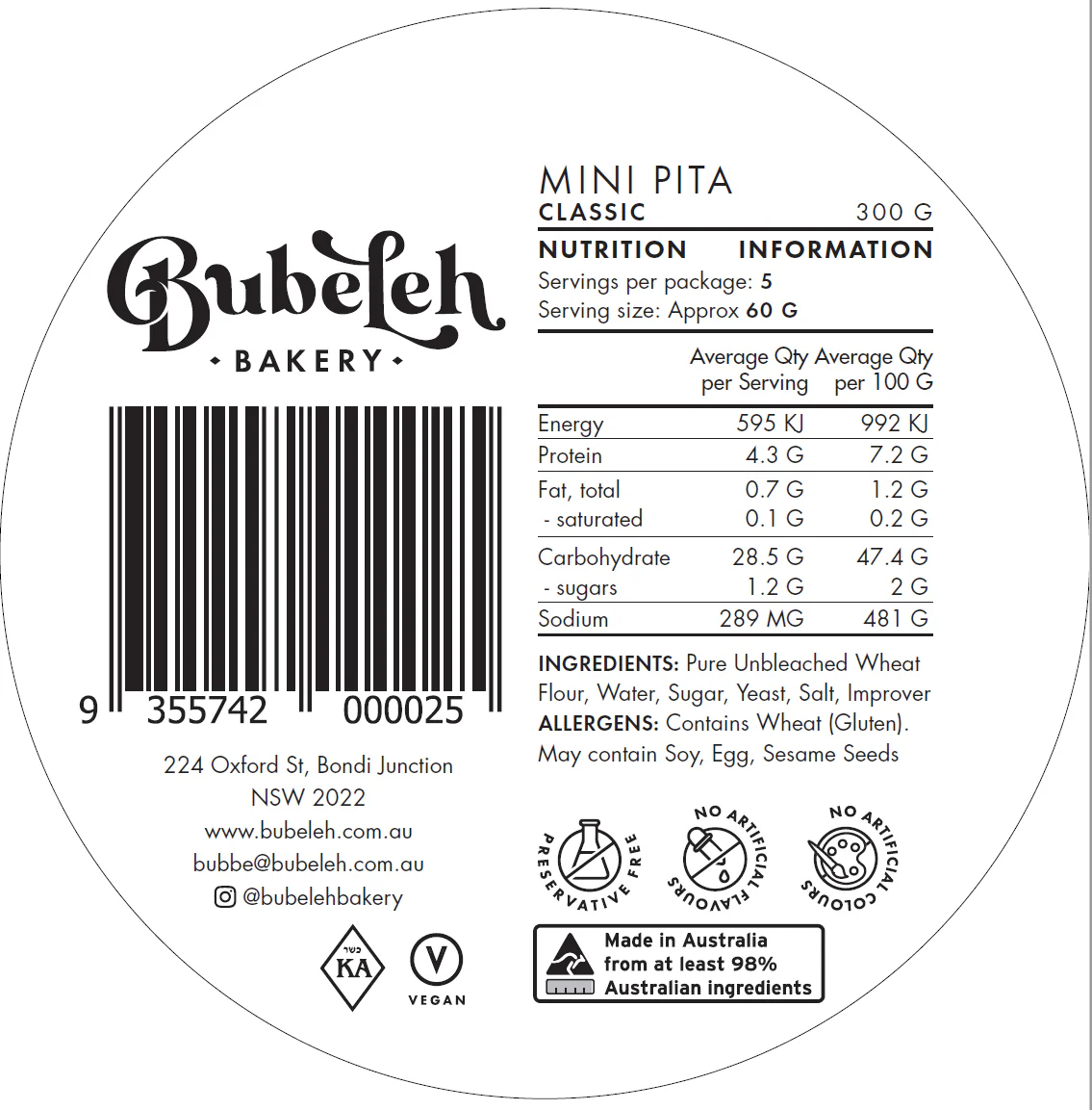 Bubeleh Bakery Classic Mini Pita x5 300g - Image 3