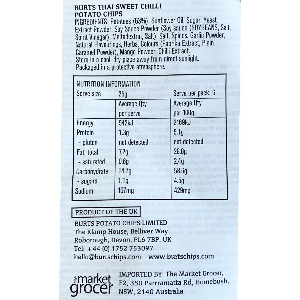 Burts Hand Cooked Potato Chips Spicy Sweet Chilli 150g - Image 2
