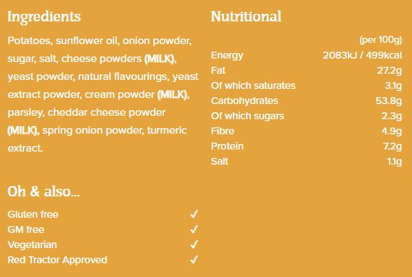 Burts Hand Cooked Potato Chips Mature Cheddar and Spring Onion 150g - Image 2