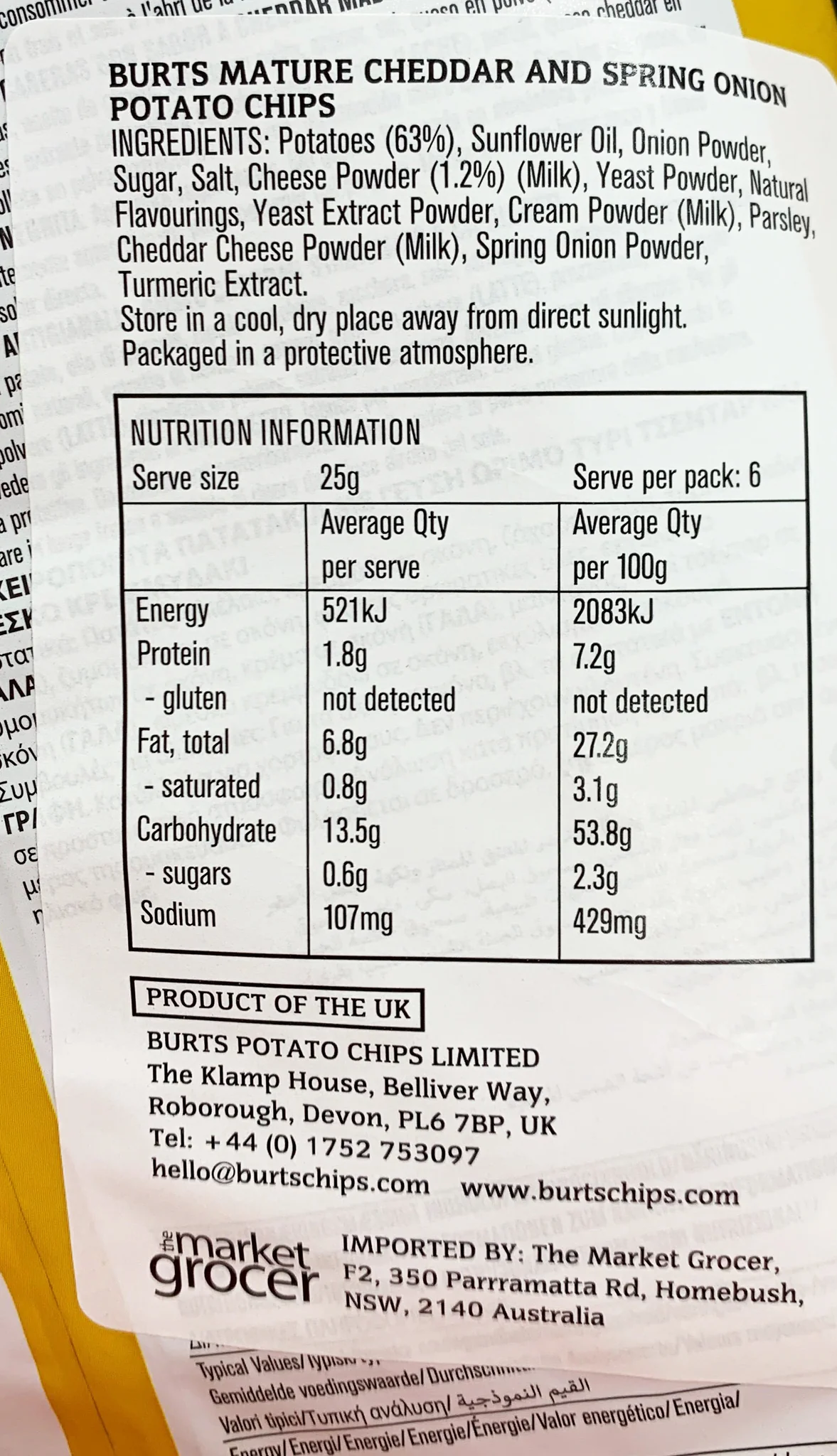 Burts Hand Cooked Potato Chips Mature Cheddar and Spring Onion 150g - Image 3