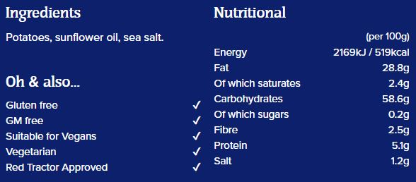 Burts Hand Cooked Potato Chips Sea Salt 150g - Image 2