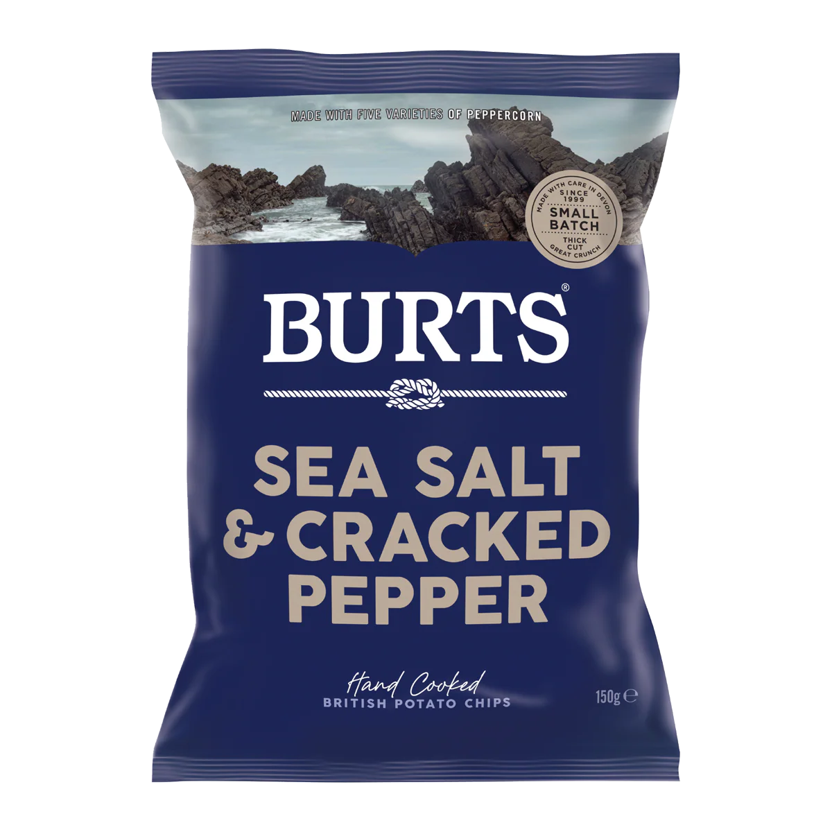 Burts Hand Cooked Potato Chips Sea Salt and Cracked Pepper 150g