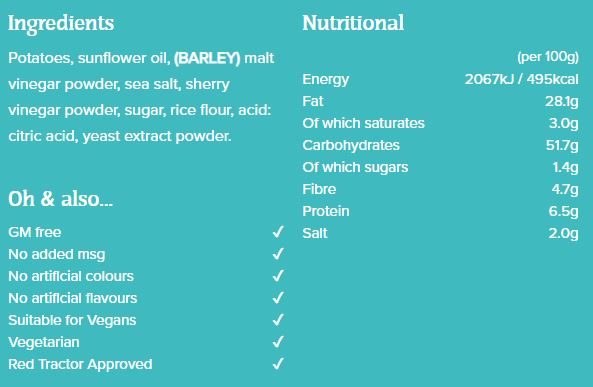 Burts Hand Cooked Potato Chips Sea Salt and Malt Vinegar 150g - Image 2