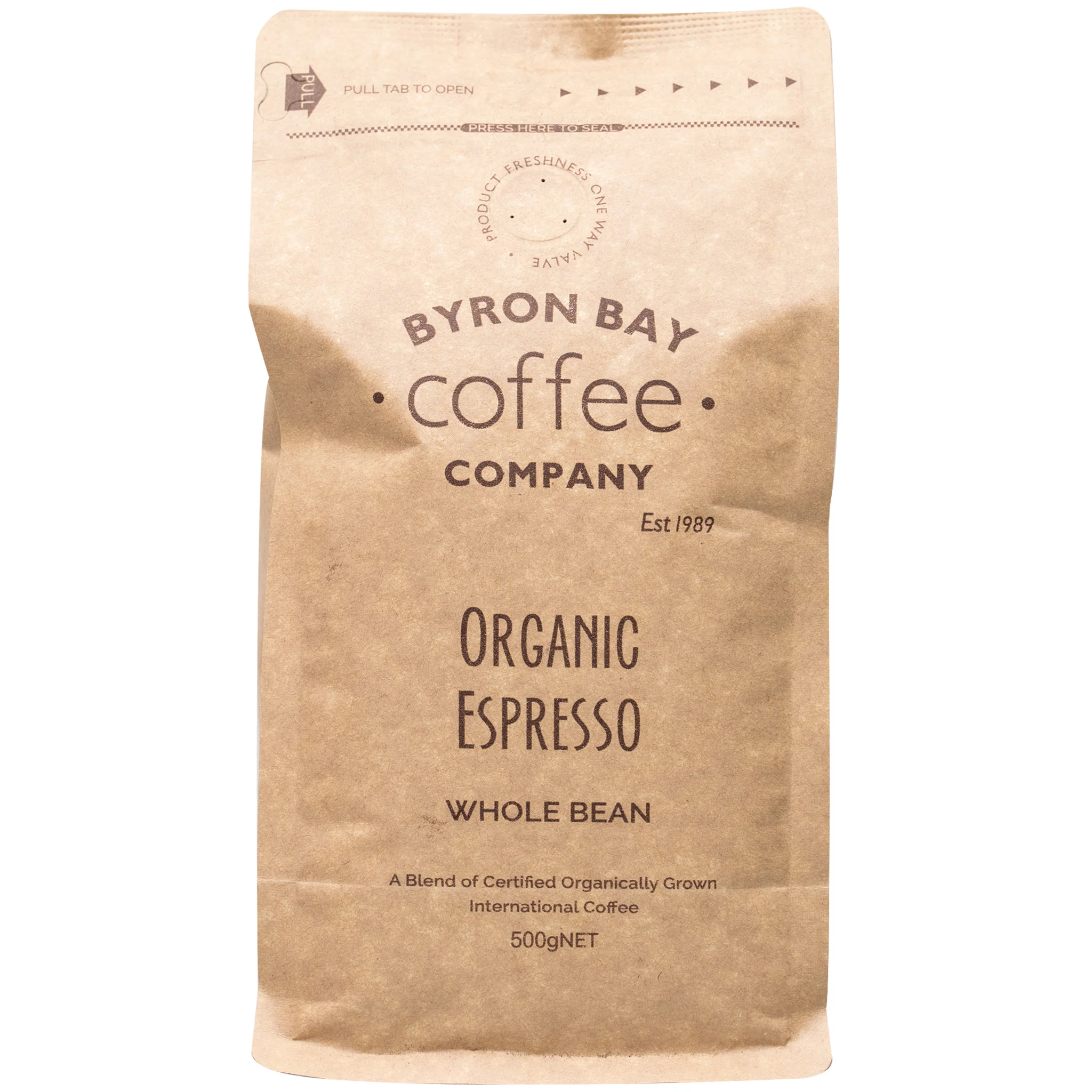 Byron Bay Coffee Co. Organic Espresso Whole Bean Coffee 500g