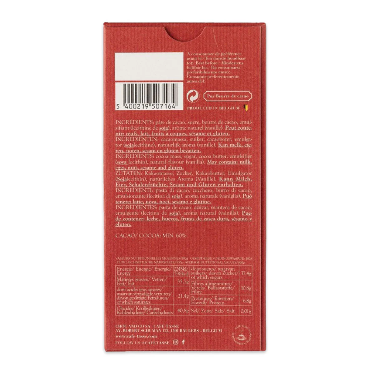 Cafe Tasse Love Block Dark Chocolate 85g - Image 3