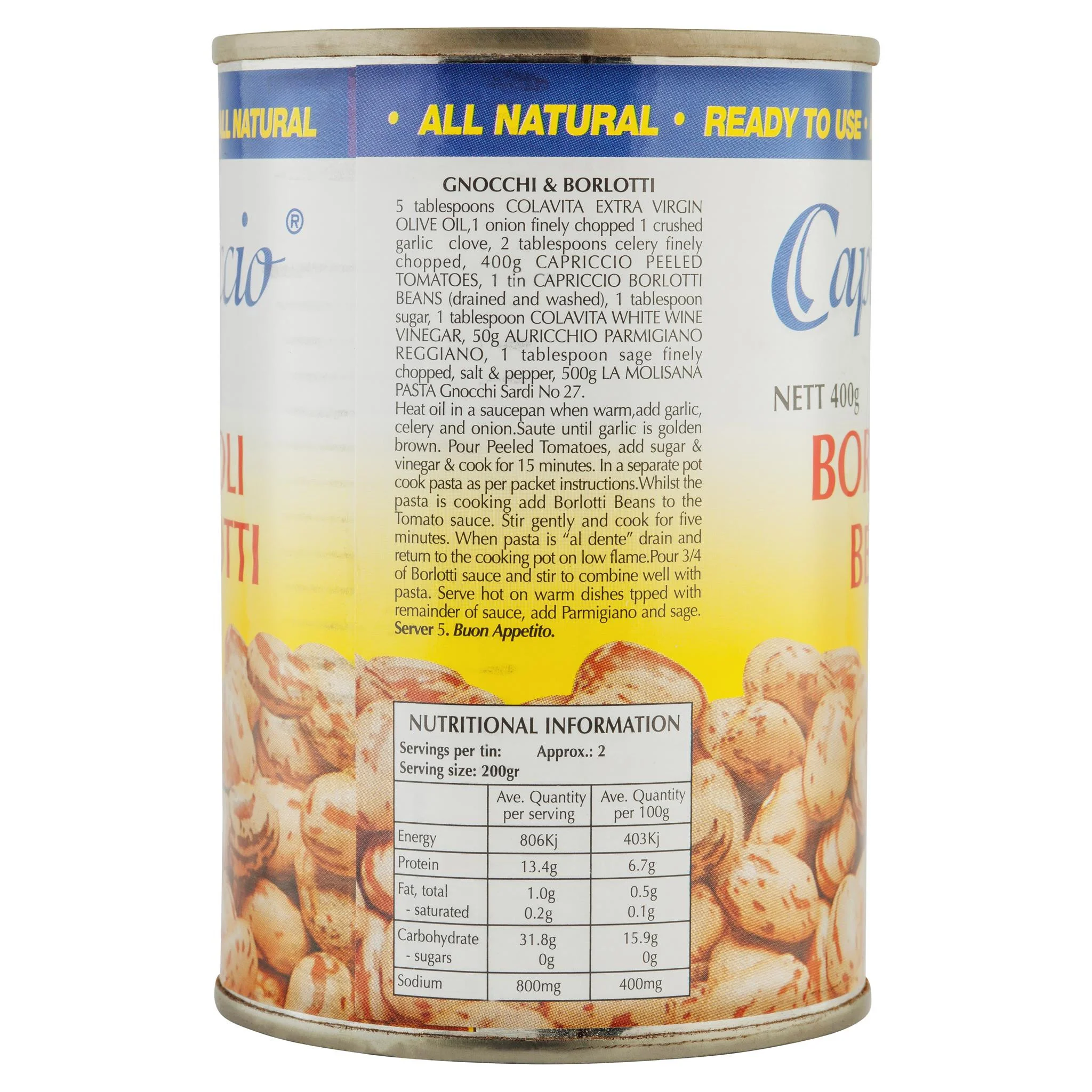 Capriccio Borlotti Beans 400g - Image 2