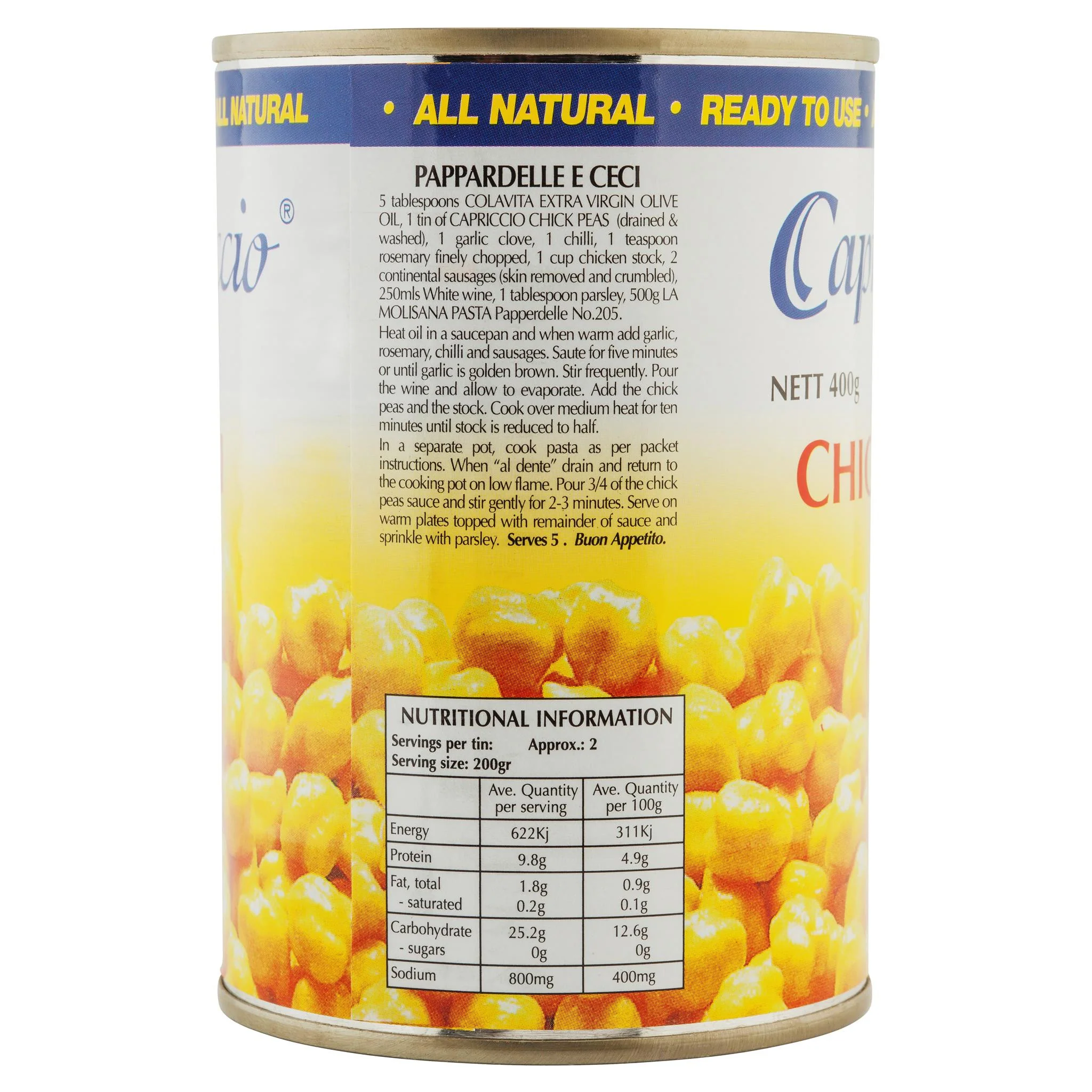 Capriccio Chick Peas 400g - Image 2