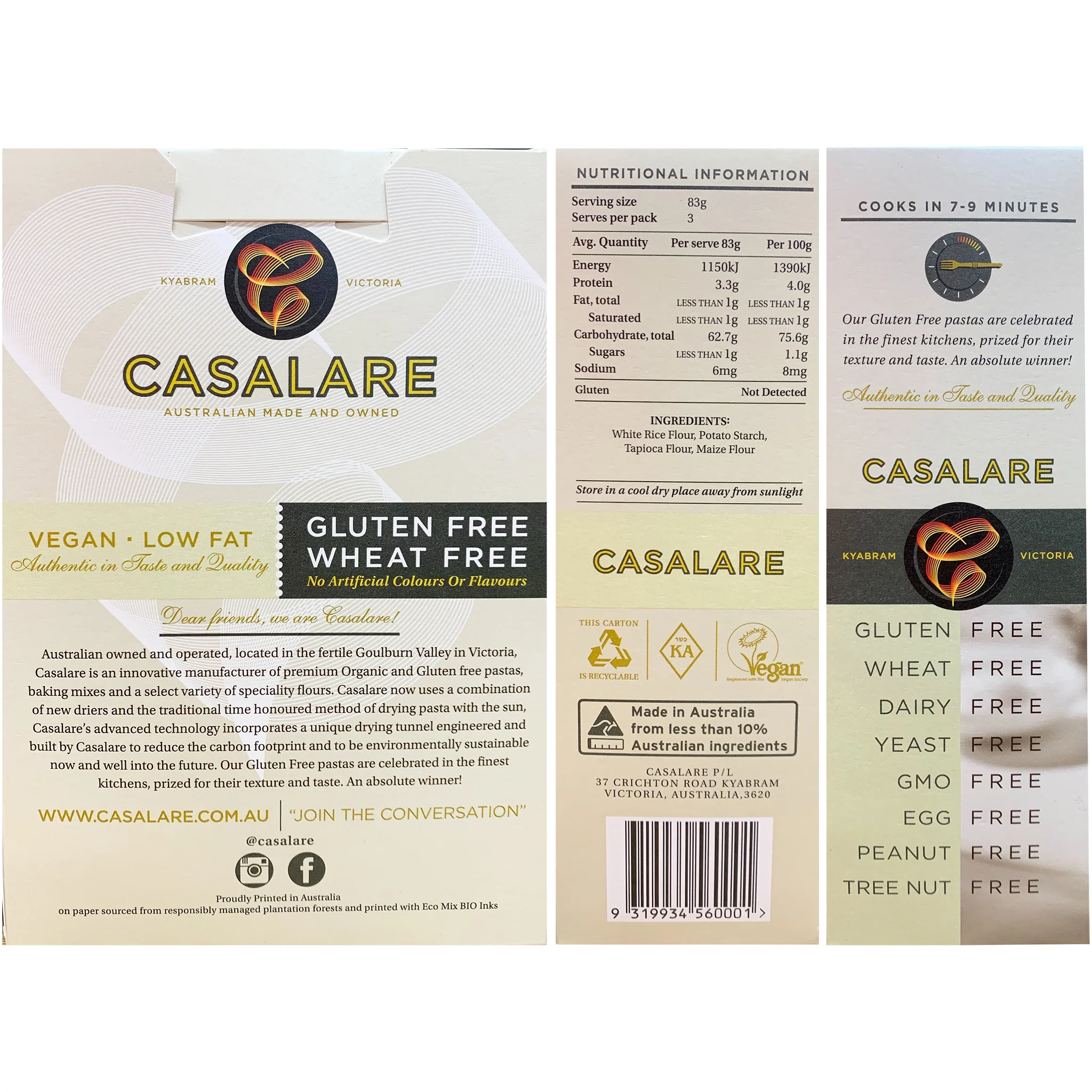 Casalare Pasta Penne Gluten and Wheat Free 250g - Image 2