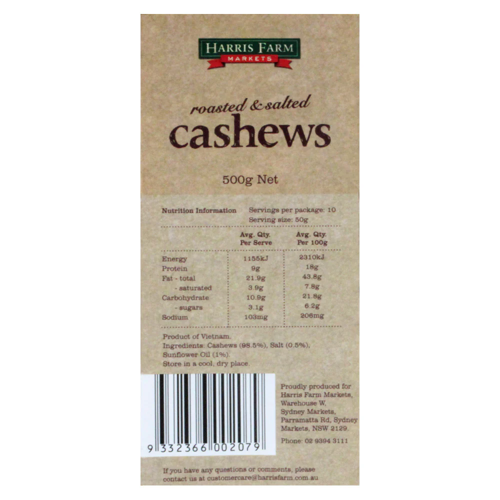 Harris Farm - Cashews Salted (500g) - Image 2