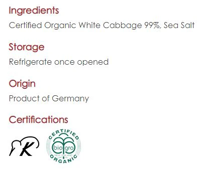 Ceres Organics Organic Sauerkraut Cabbage with Zing 680g - Image 2