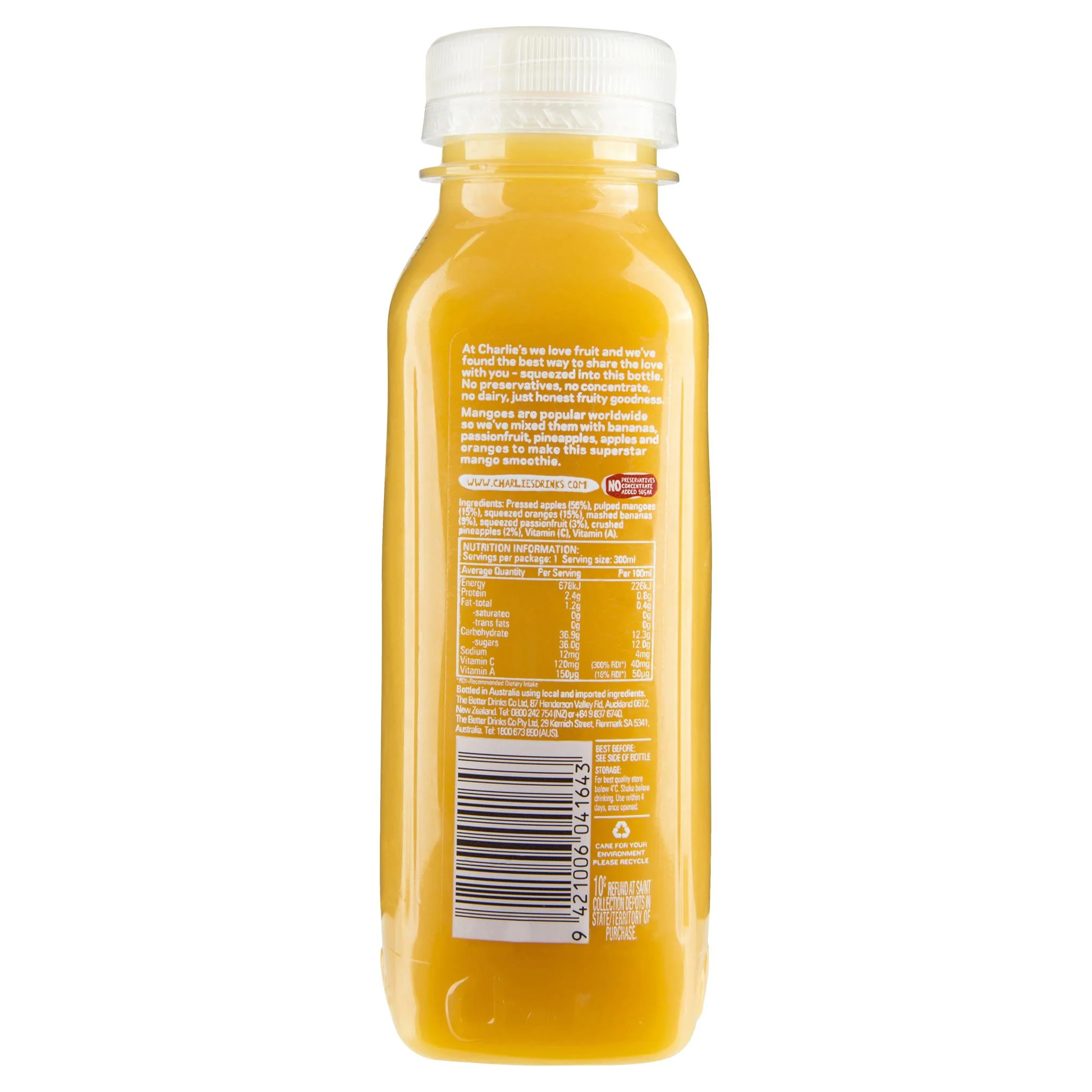 Charlies Mango Whole Fruit Smoothie 300ml - Image 2