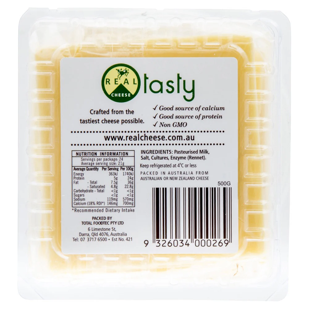 Real Cheddar Cheese Slices x24 500g - Image 2