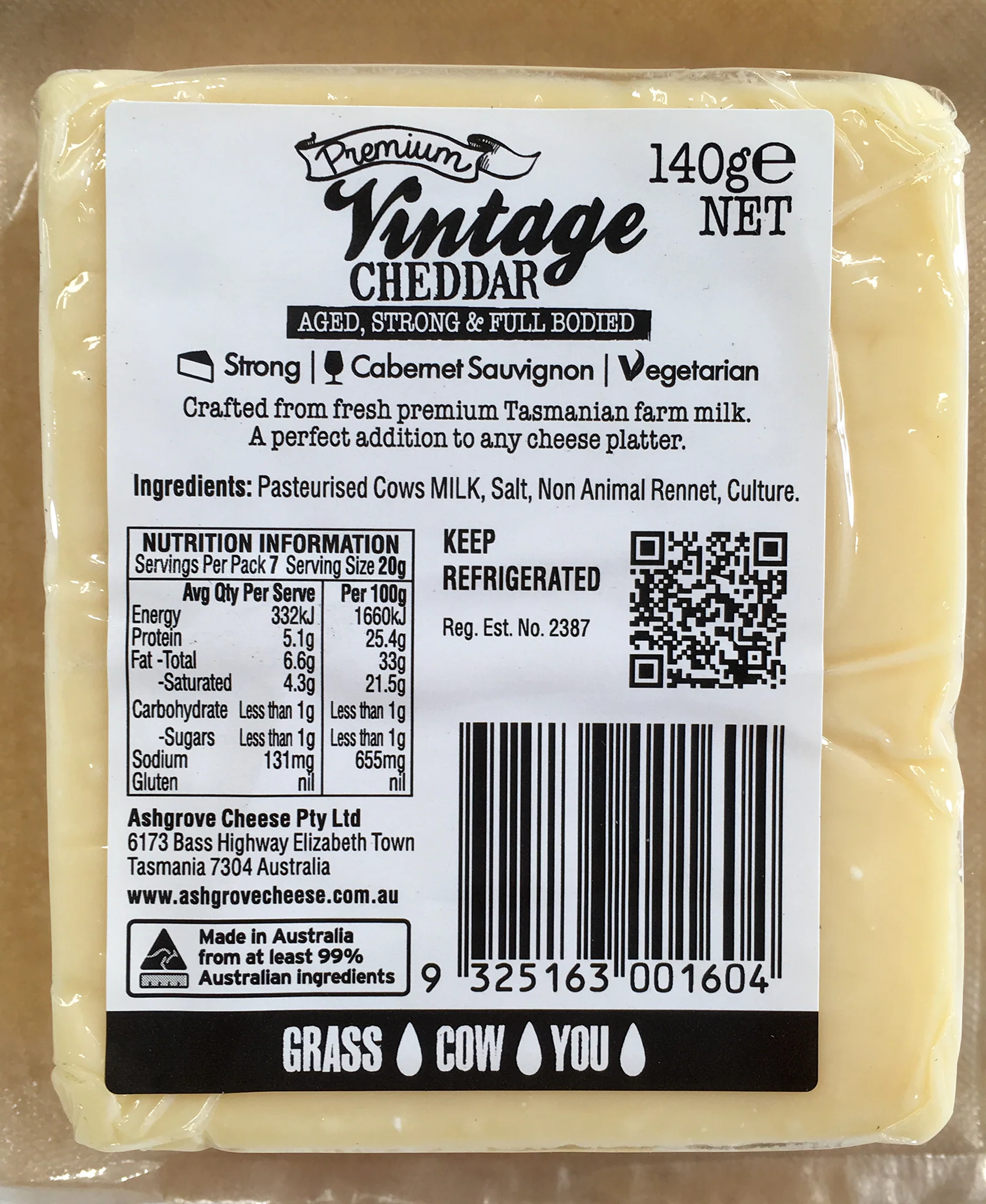 Ashgrove Vintage Cheddar Cheese 140g - Image 2