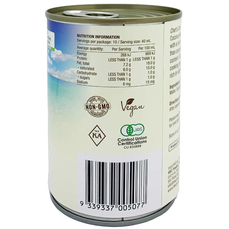 Chef's Choice Organic Coconut Milk 400ml - Image 2