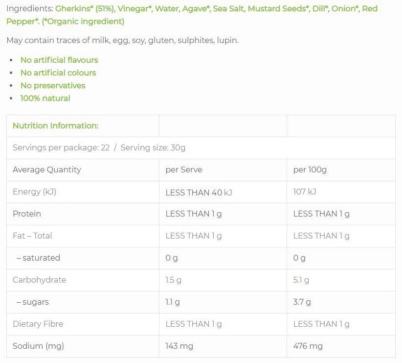 Chef's Choice Organic Gherkins Sweet and Sour 680g - Image 2