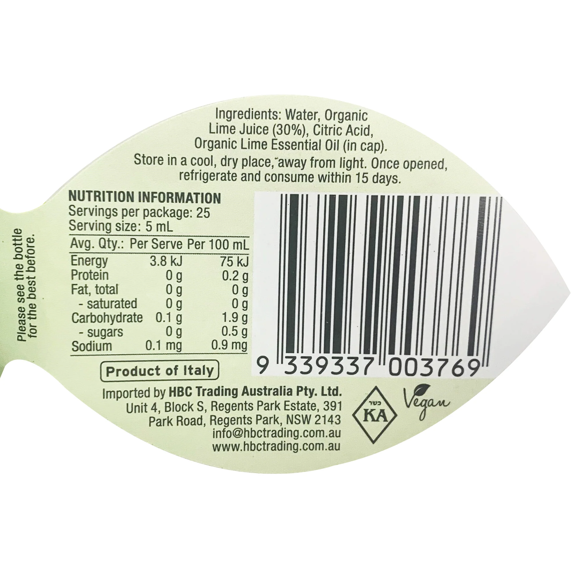 Chef's Choice Organic Lime Juice Squeeze 125ml - Image 2