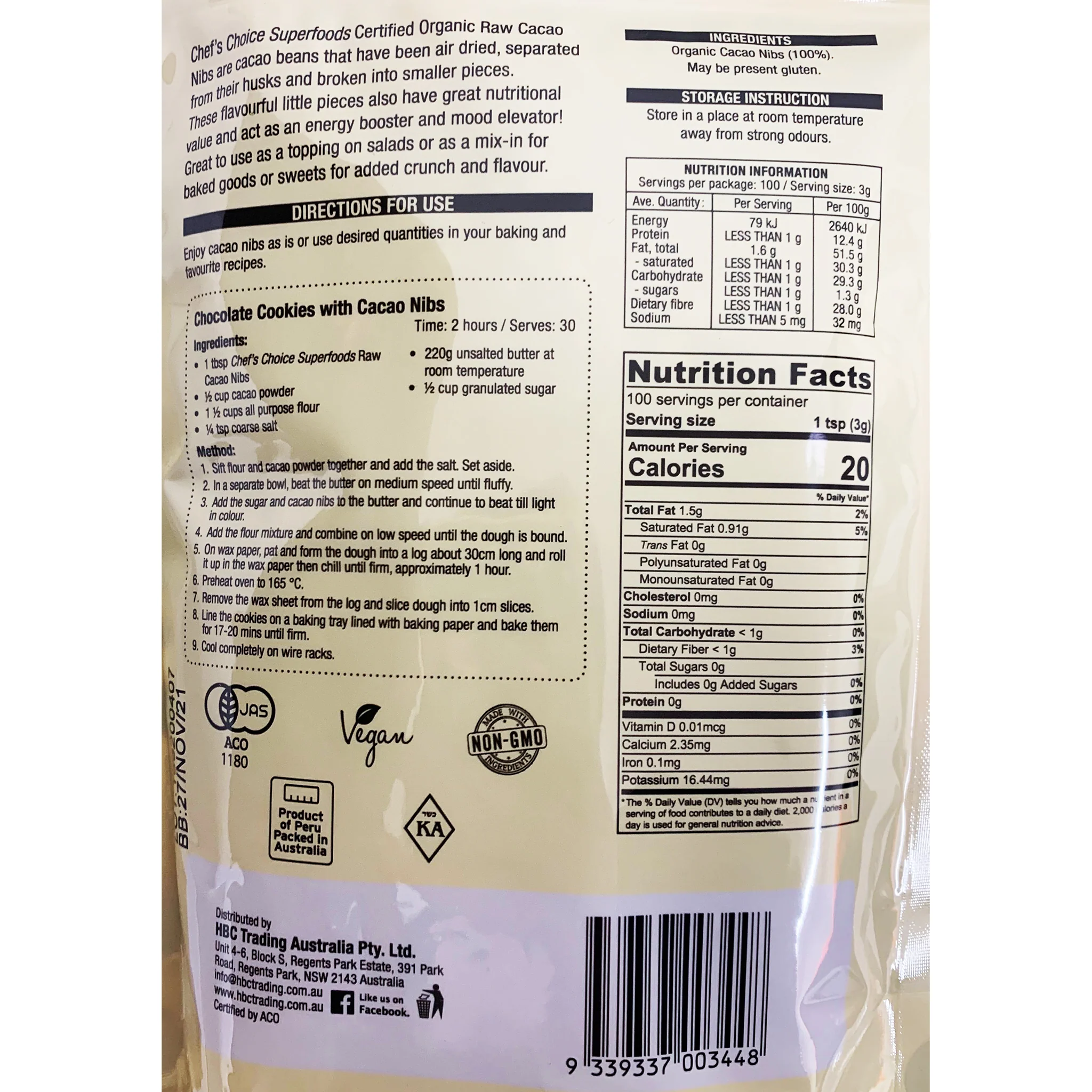 Chef's Choice Organic Raw Cacao Powder 300g - Image 2