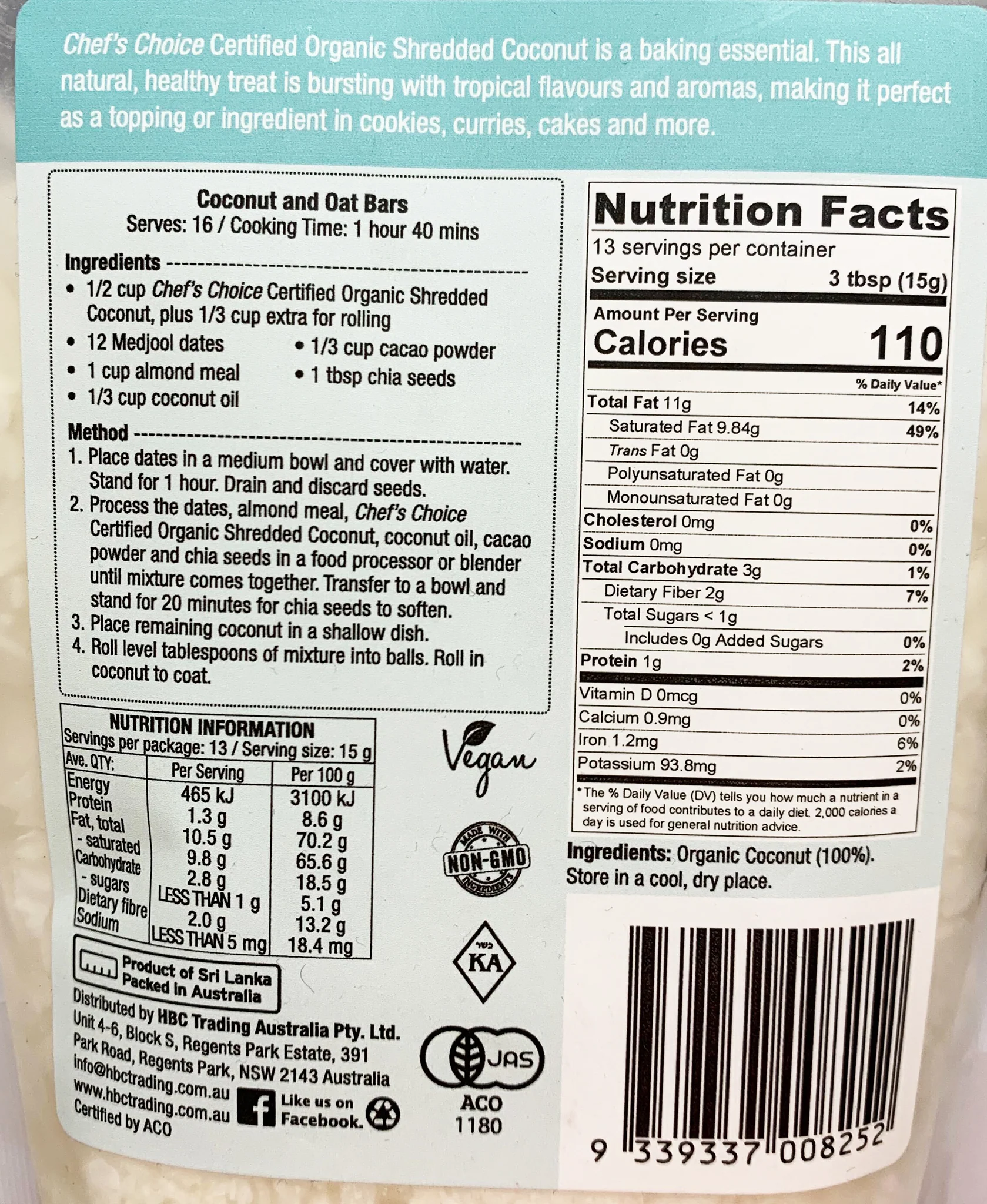 Chef's Choice Organic Shredded Coconut 200g - Image 2