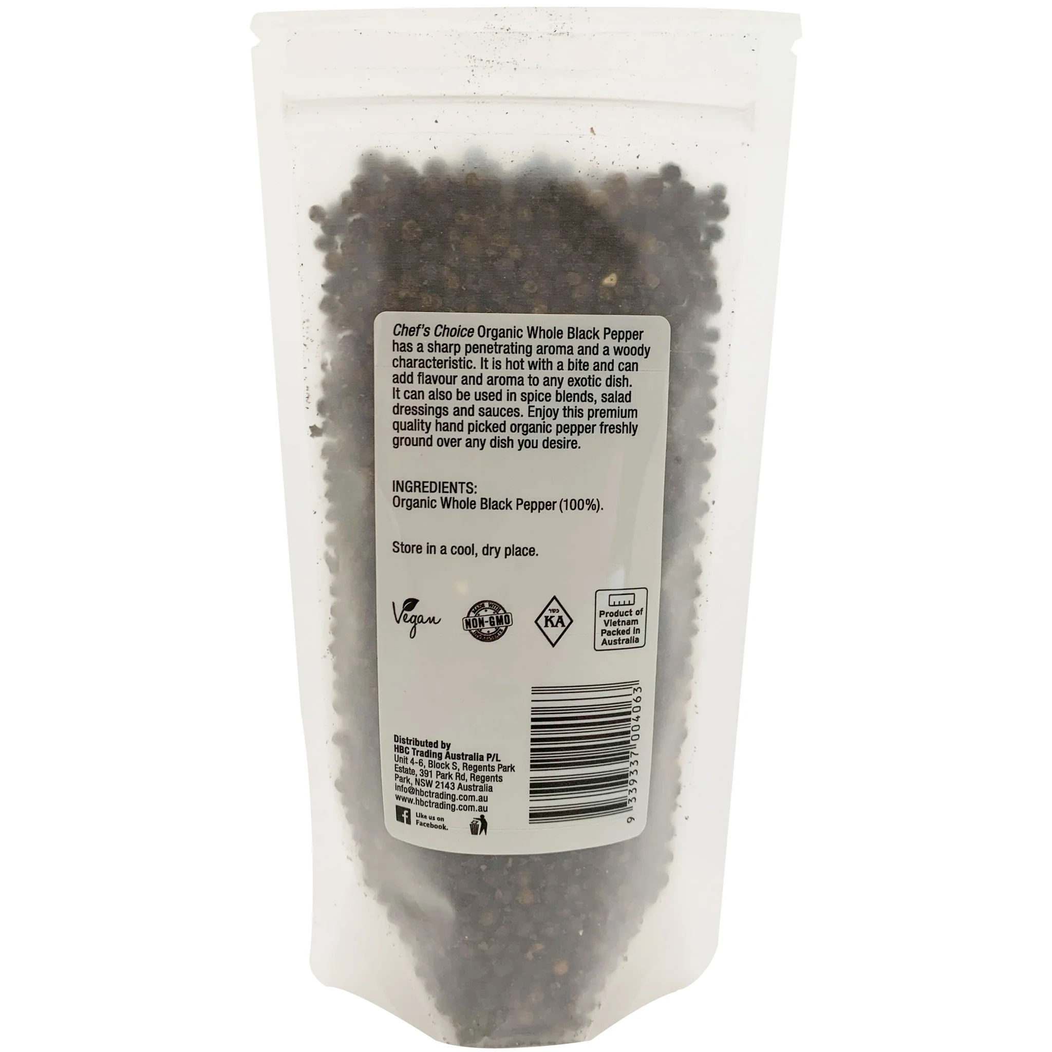 Chef's Choice Organic Whole Black Pepper 120g - Image 2