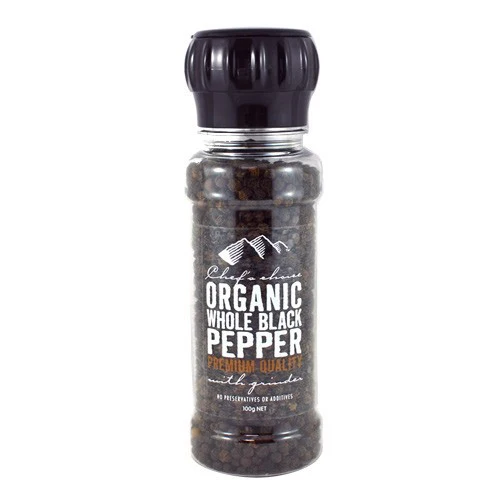 Chef's Choice Organic Whole Black Pepper Grinder 100g