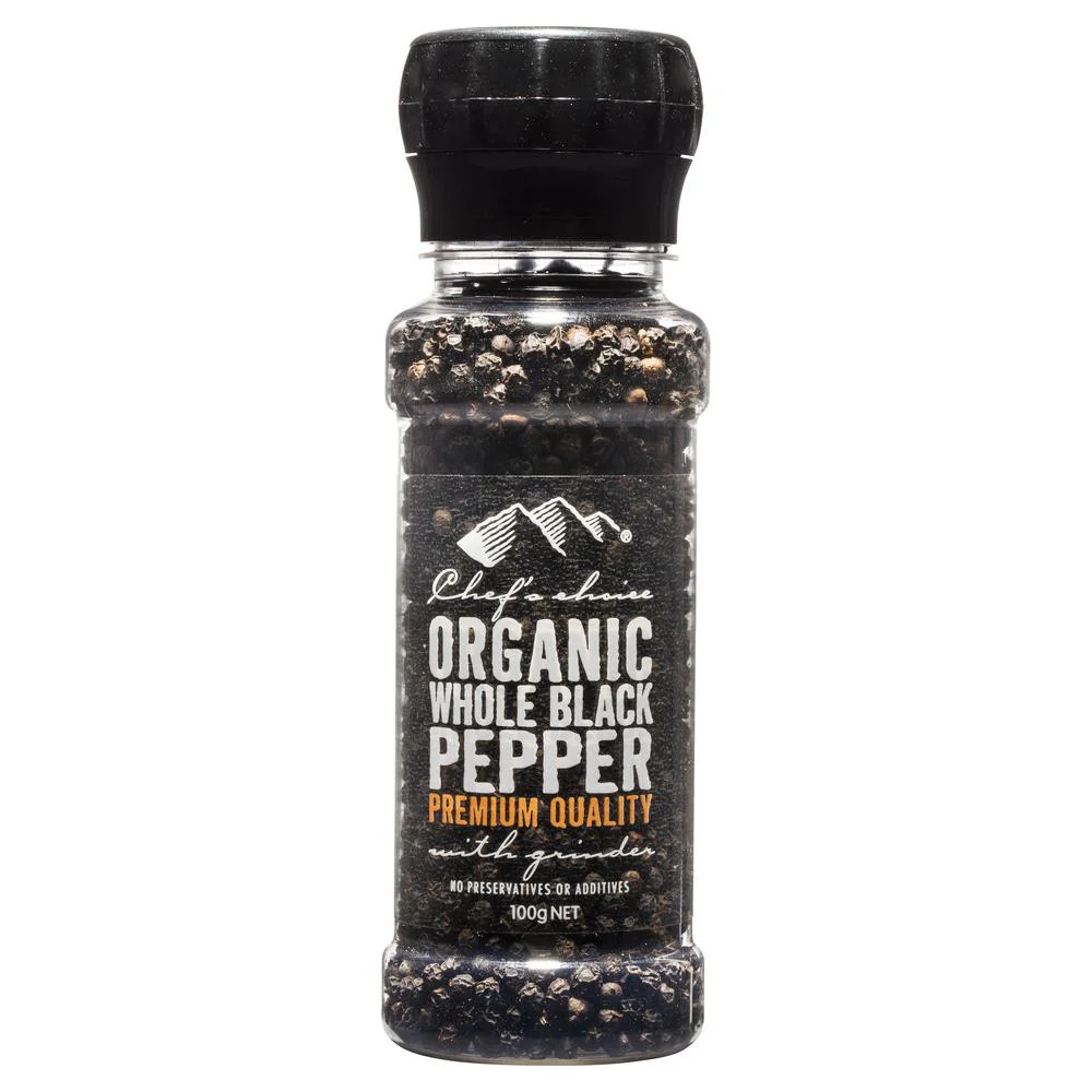 Chef's Choice Organic Whole Black Pepper Grinder 100g - Image 2