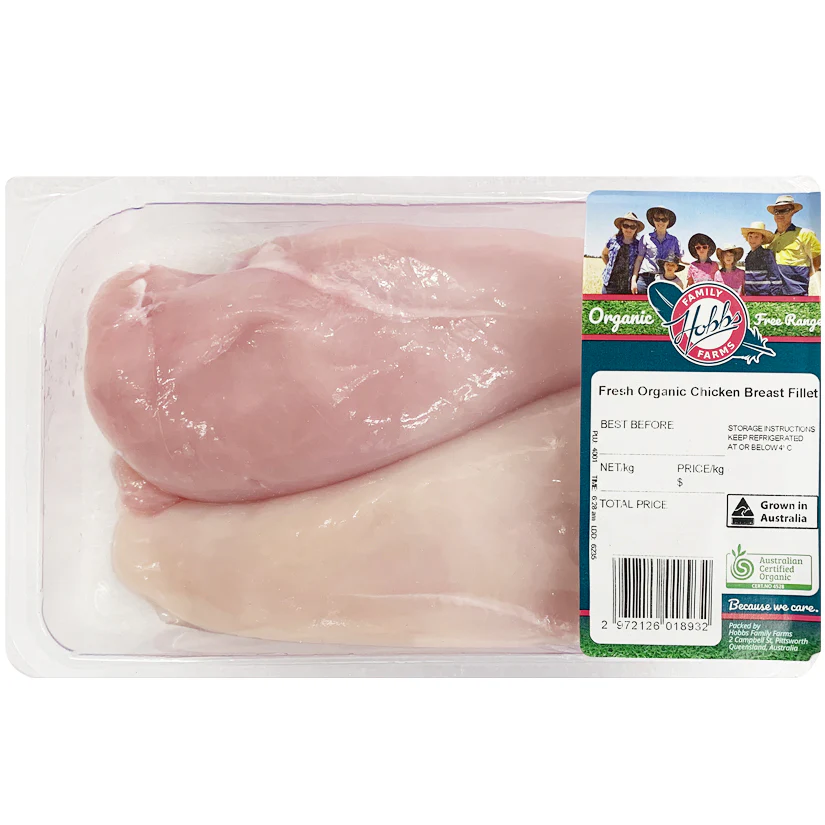 Hobbs Farms Organic Chicken Breast Fillets 400-650g