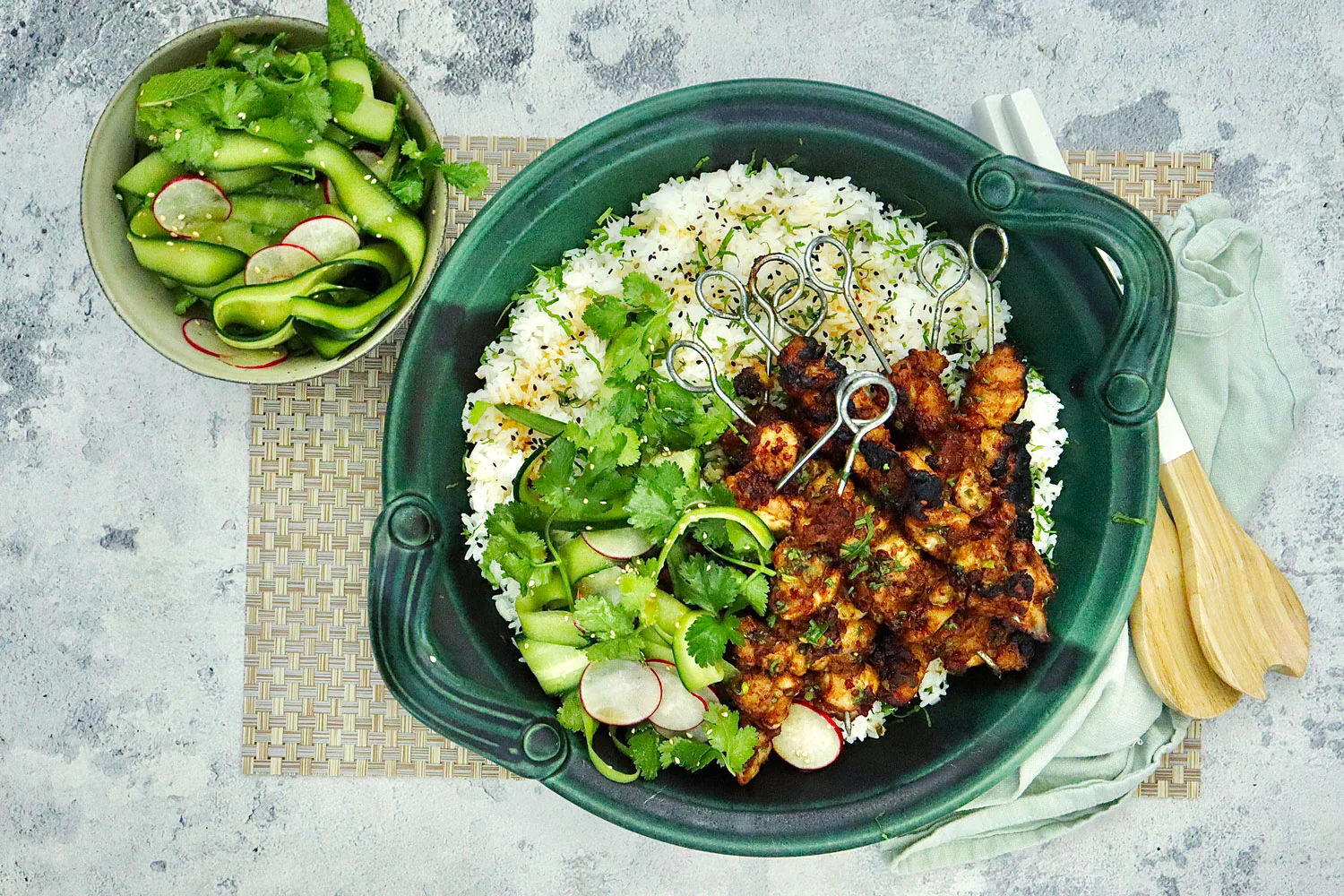 Chicken Satay - with Sticky Rice and Cucumber Salad - Image 2