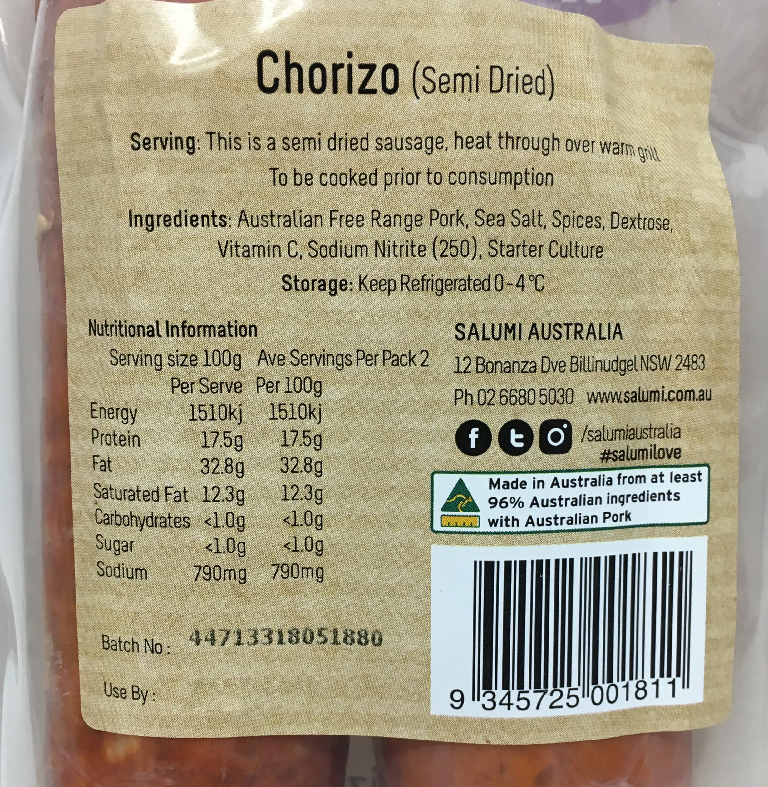 Salumi Semi Dried Chorizo x2 200g - Image 2