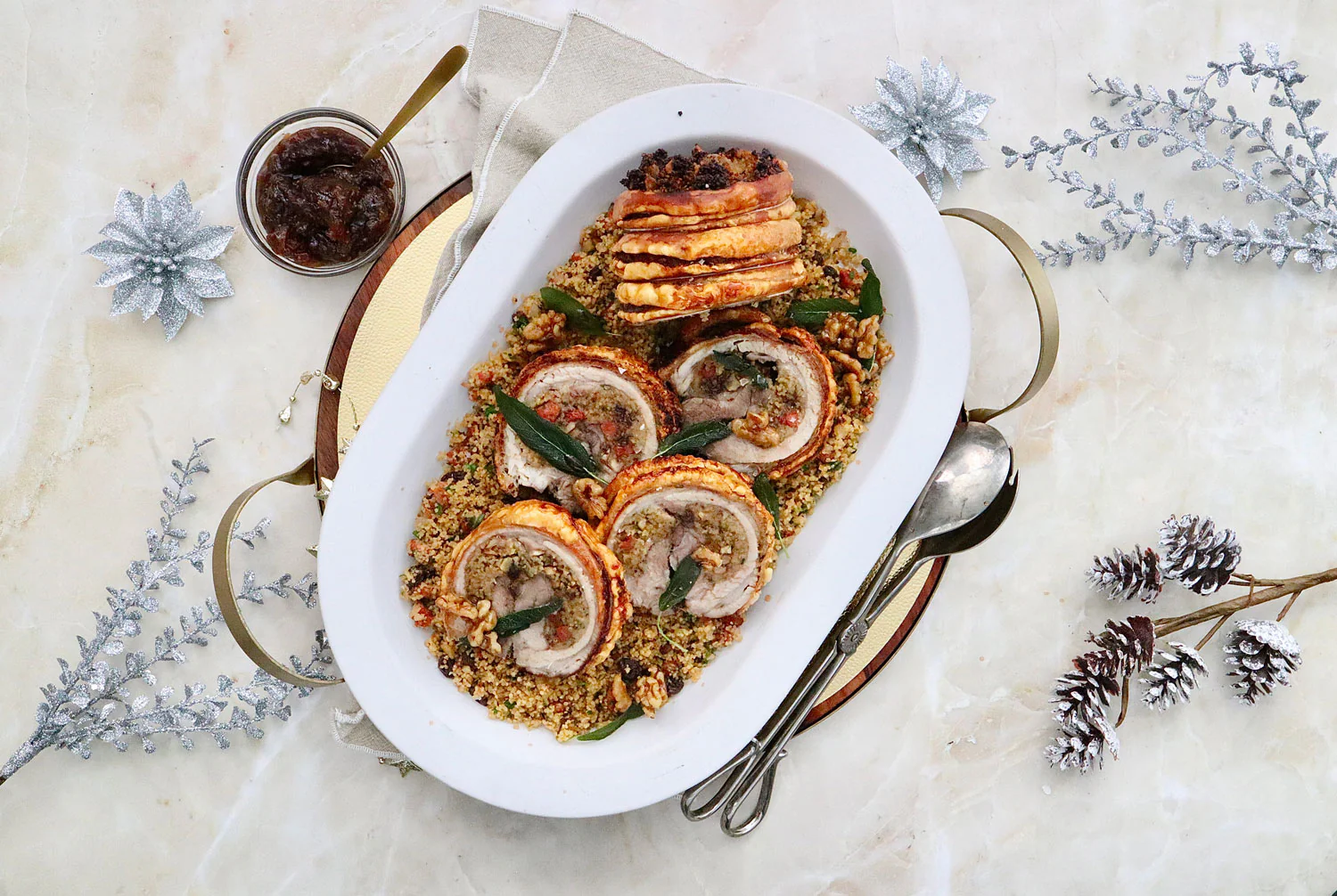 Stuffed Pork Belly - with Couscous, Chorizo and Sage - Image 2