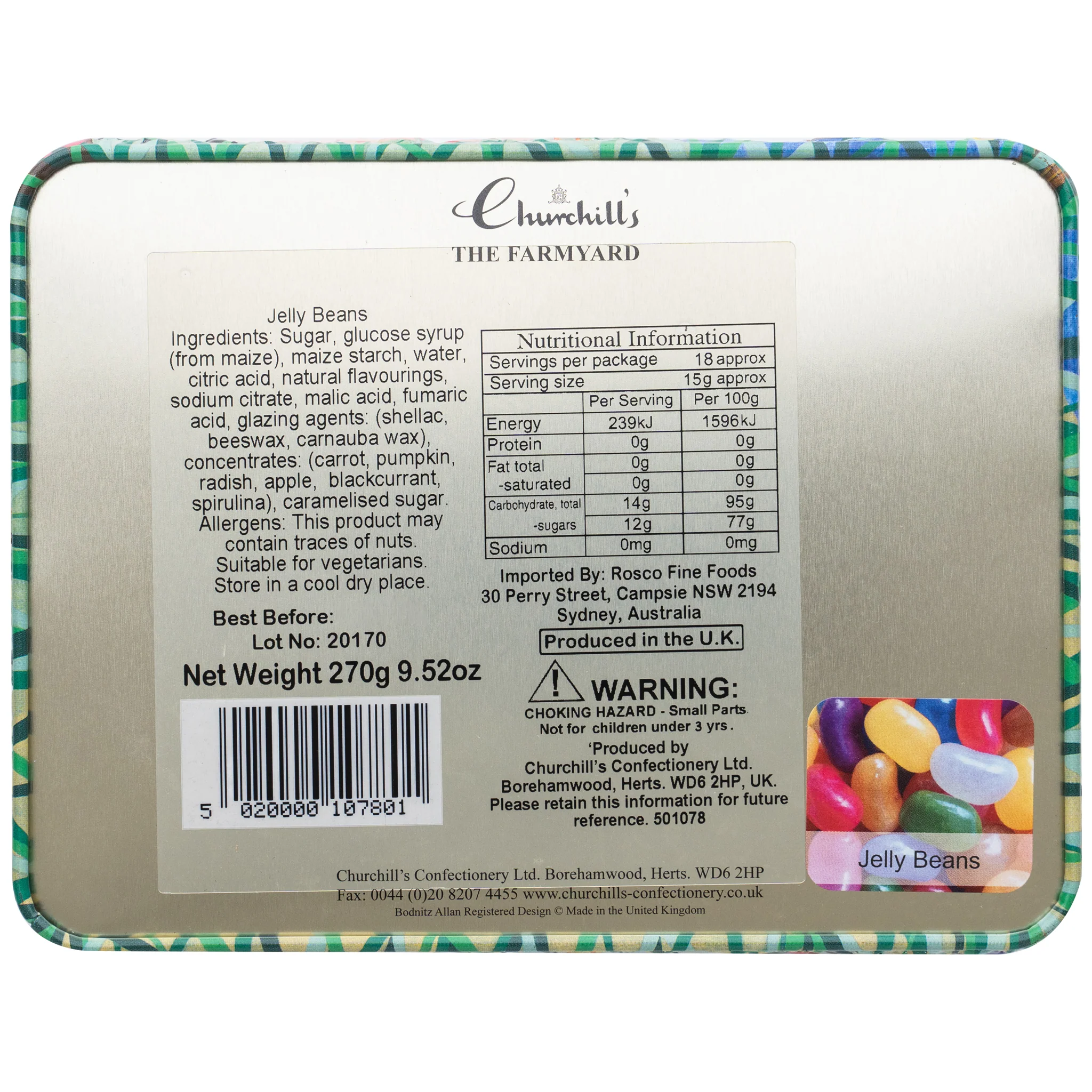 Churchill's The Farmyard Jelly Beans Tin 270g - Image 2