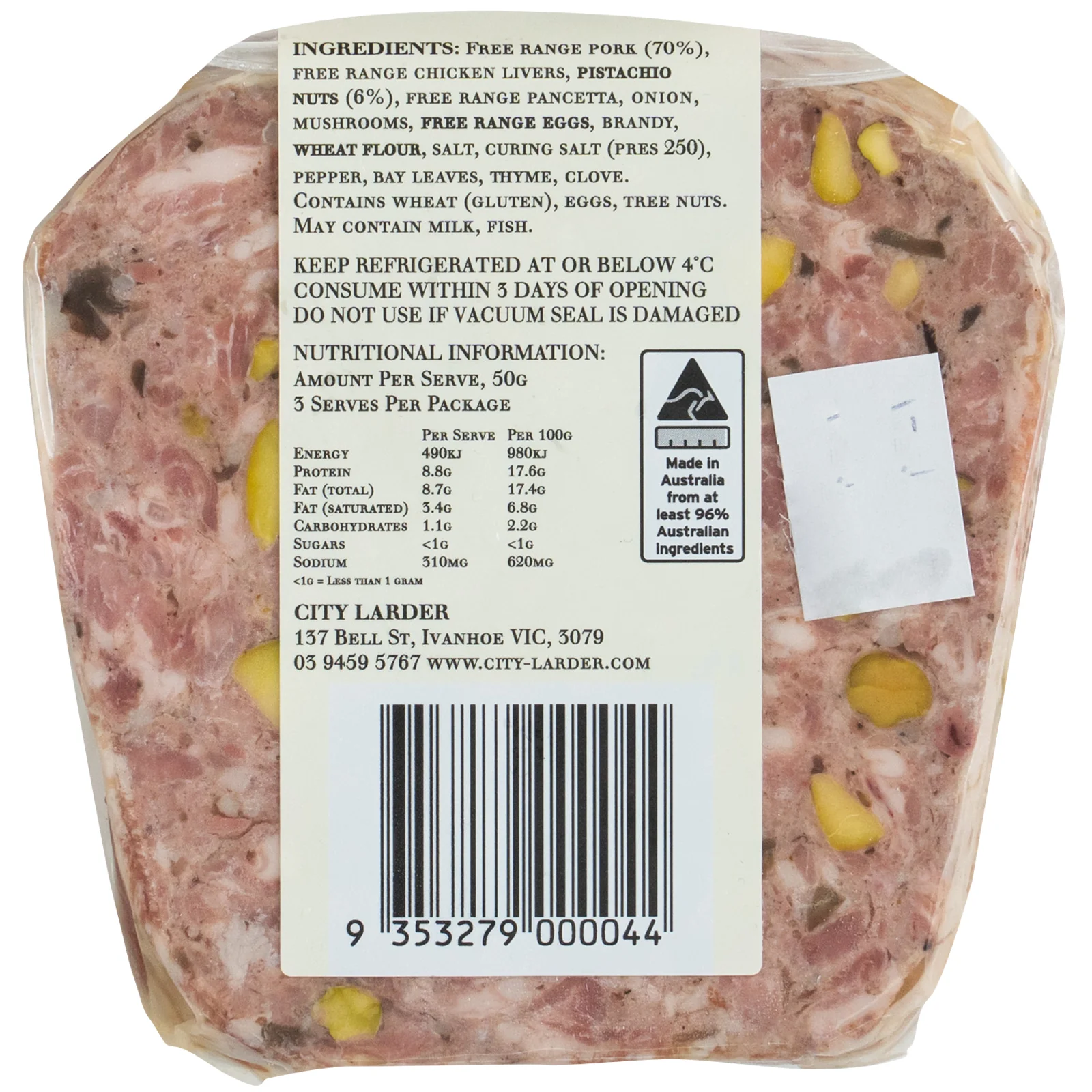 City Larder Free Range Pork and Pistachio Terrine 150g - Image 2