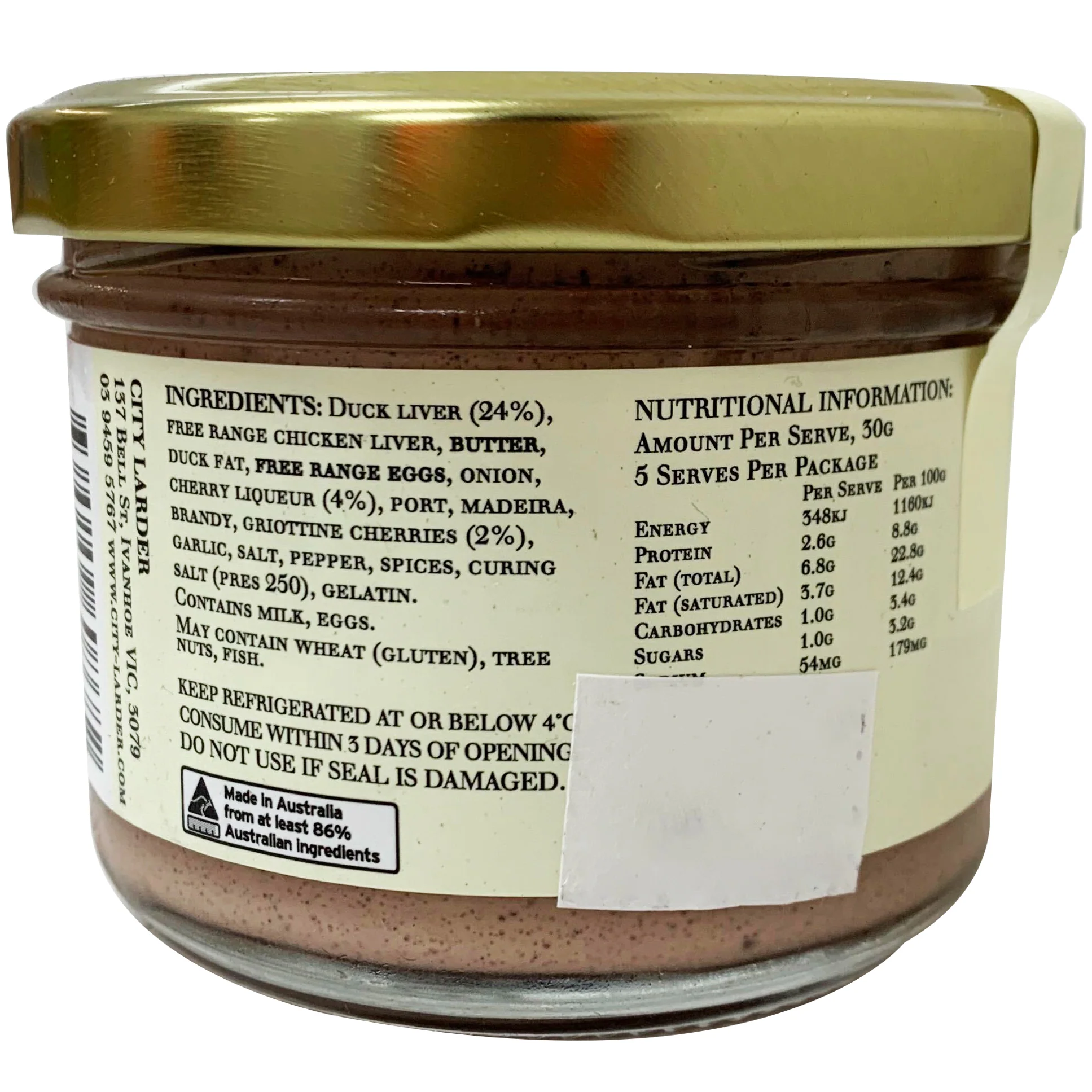 City Larder Duck and Cherry Pate 150g - Image 2
