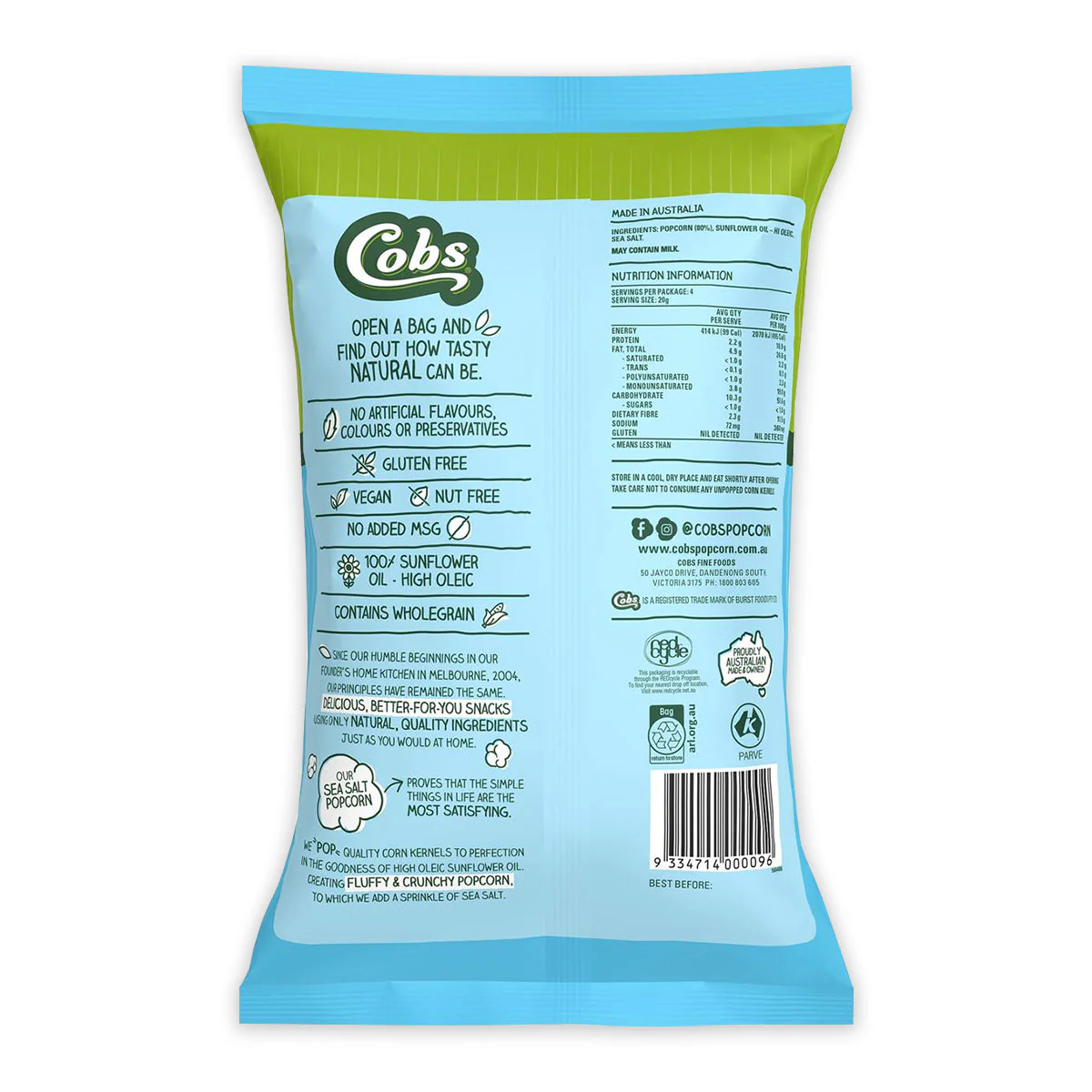 Cobs Natural Popcorn Sea Salt 80g - Image 2