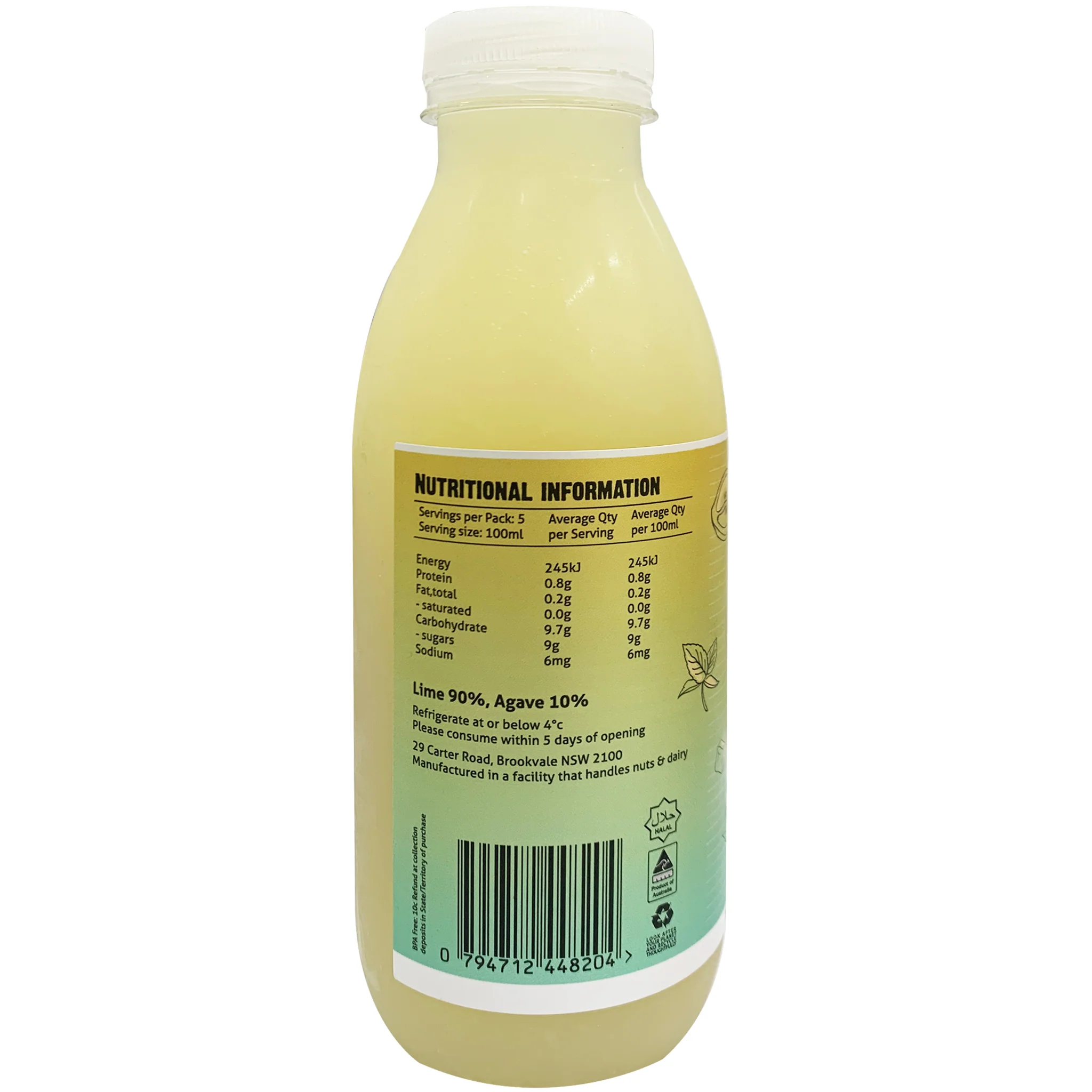 Cold Pressed Cocktail Mixer Lime and Agave Juice 500ml - Image 2